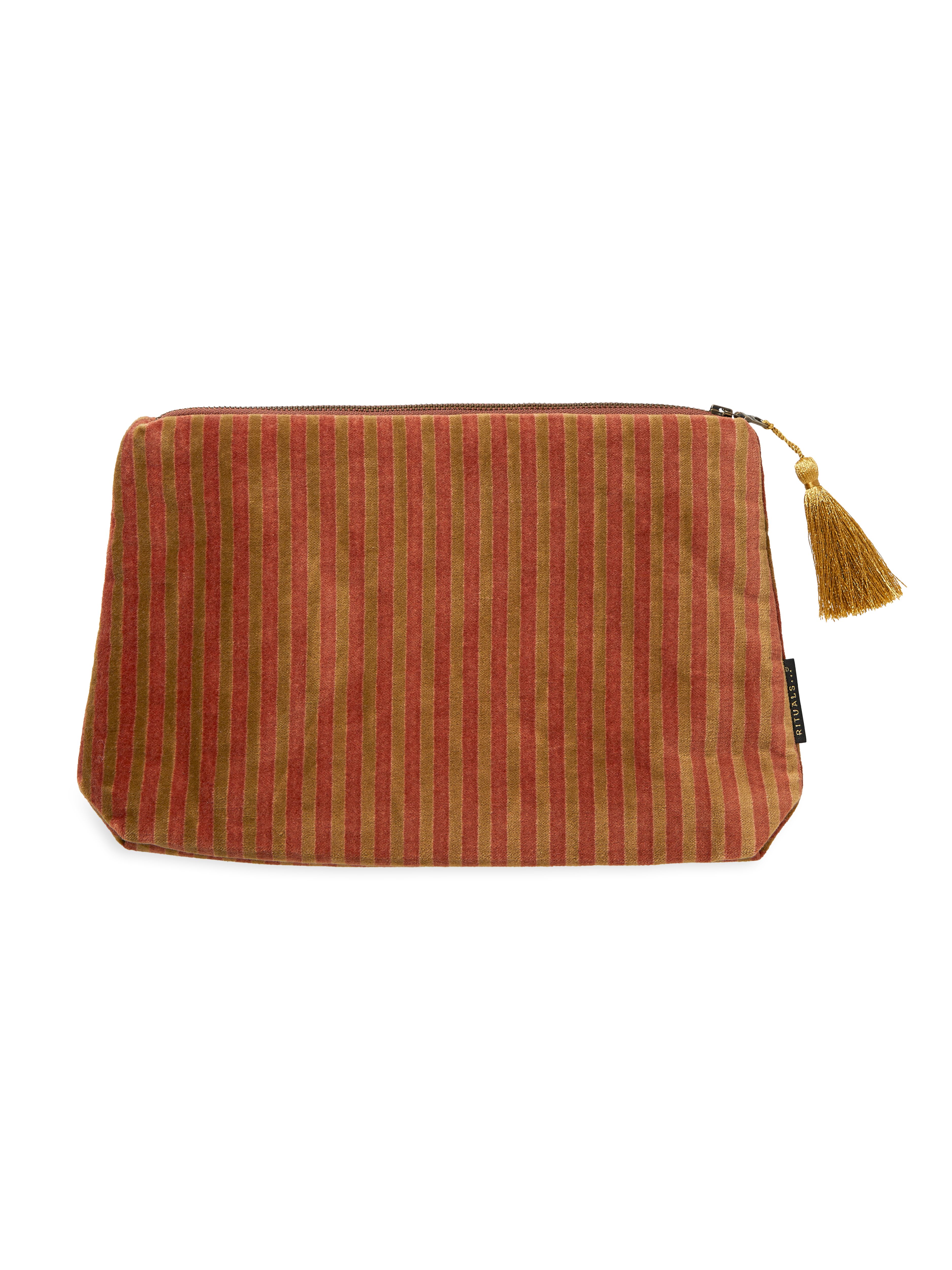 Vellore Medium Cotton Velvet Pouch Sand Stripe