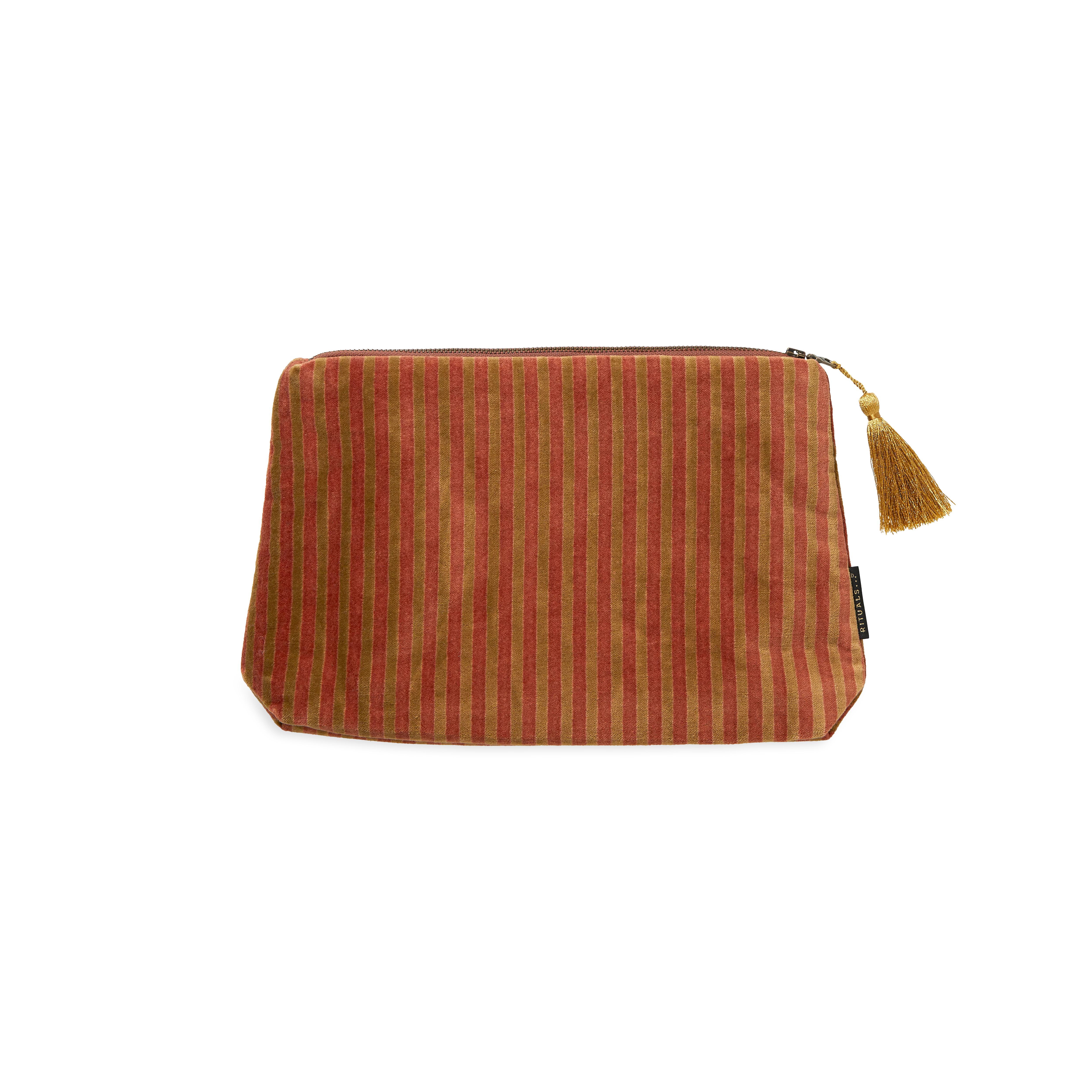 vellore cotton velvet pouch sand stripe medium, houseofrituals, Brown, 100% Cotton - Lining 100% Polyester, RITUALS
