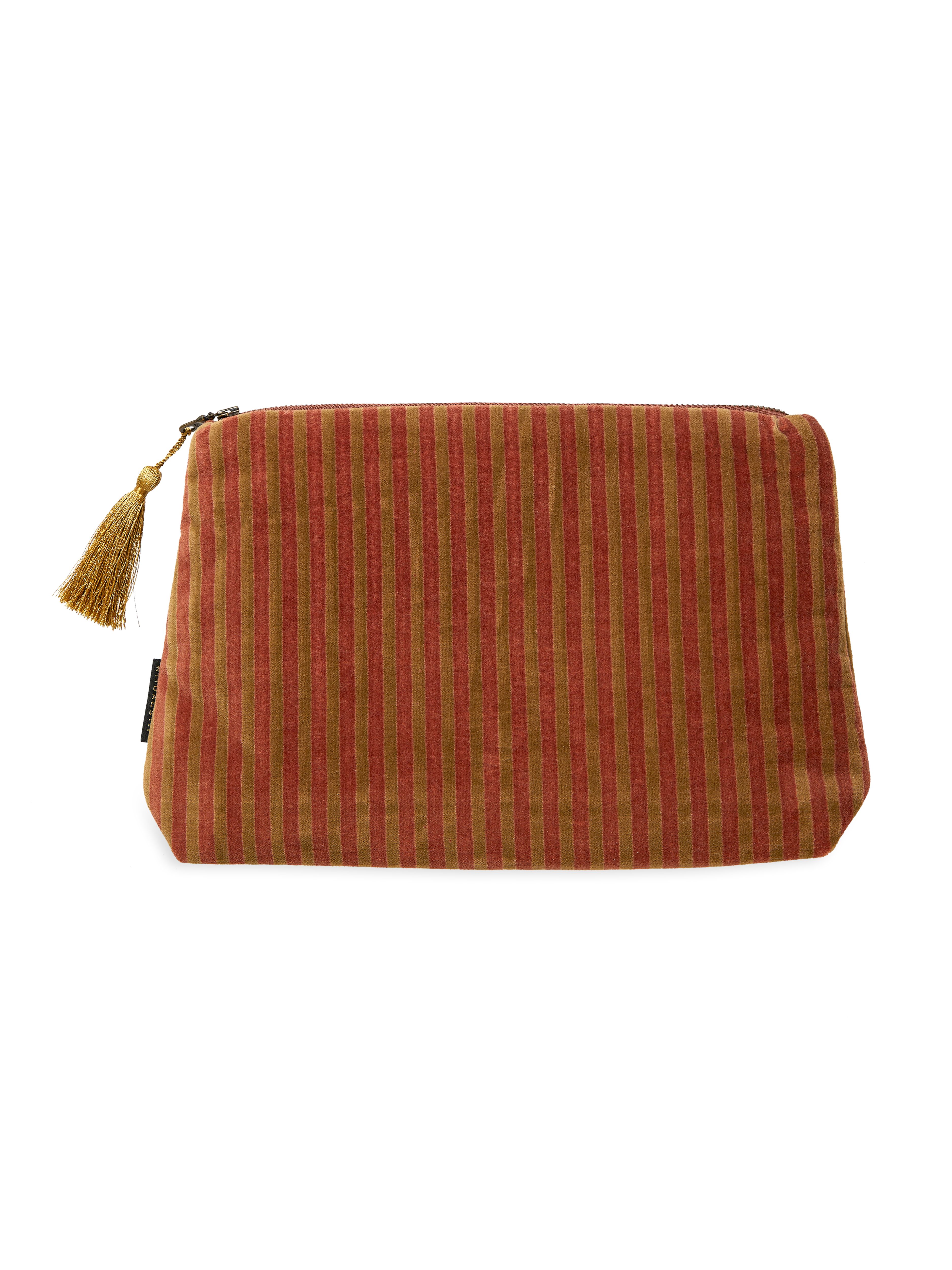 Vellore Medium Cotton Velvet Pouch Sand Stripe