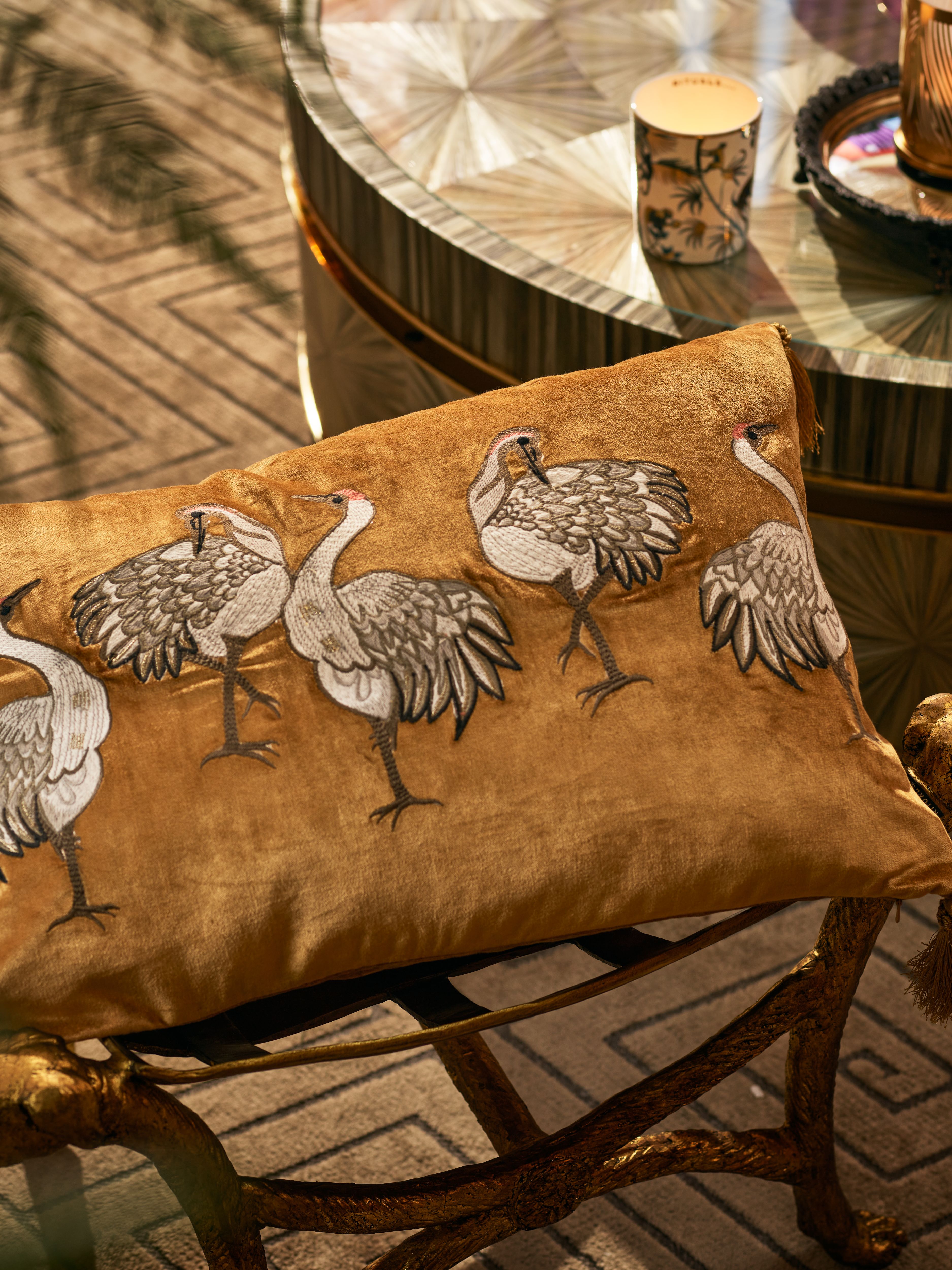 Vellore Cushion Cover Tsuru Birds 40 x 60 cm Lifestyle with Product