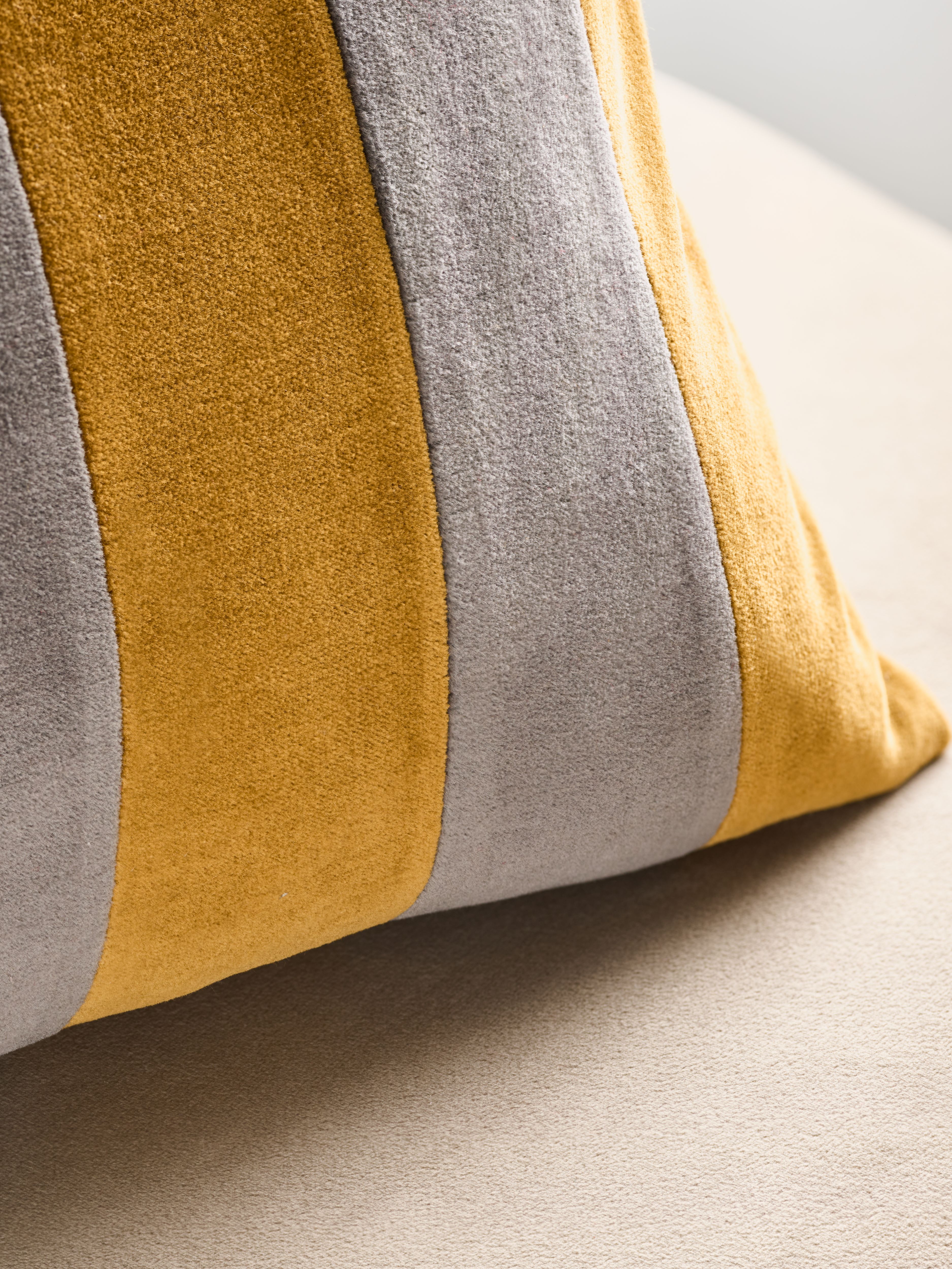 Vellore Cushion Cover Mocha Stripes 50 x 30cm Lifestyle with Product Elements