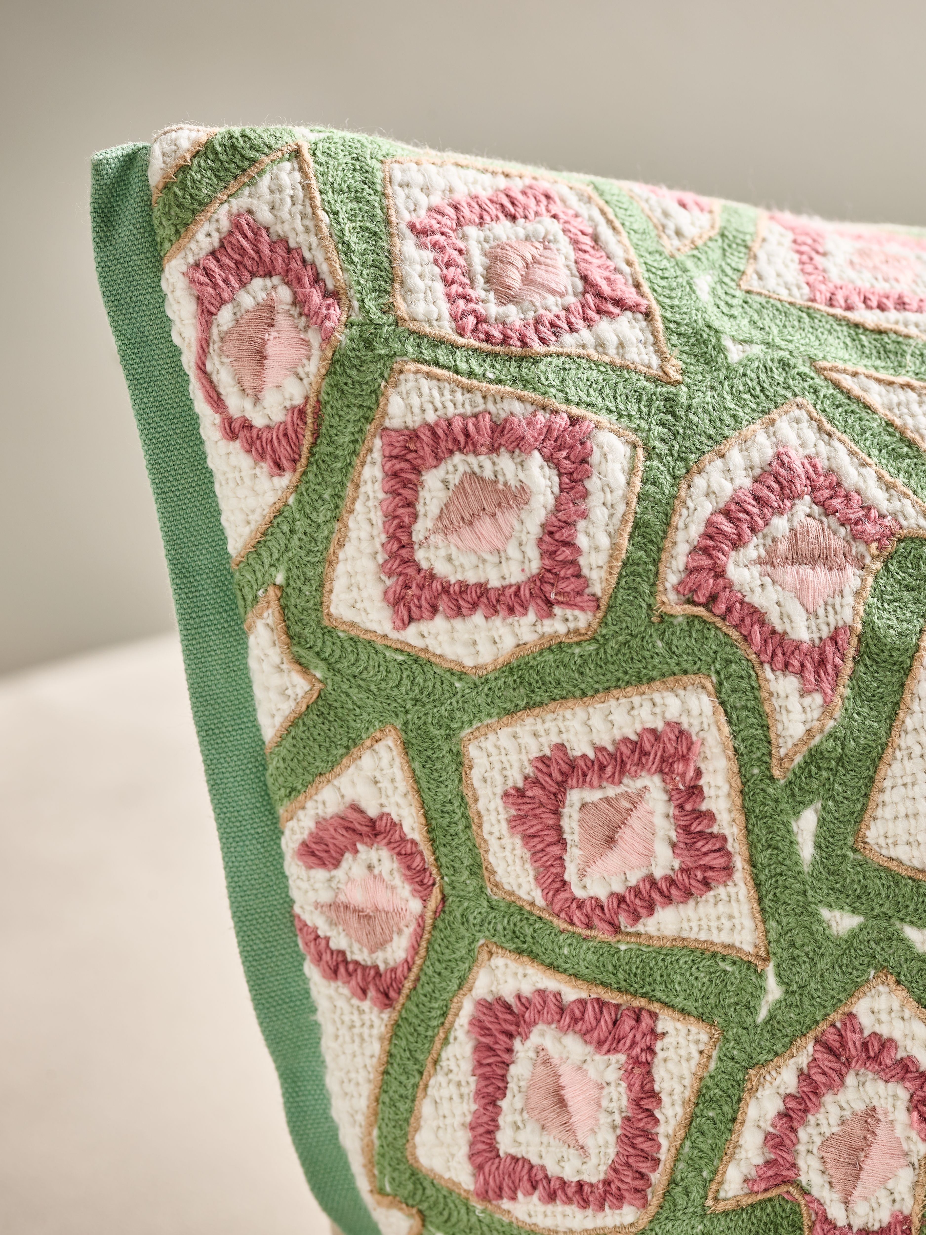 Punjab Cushion Cover Mint Frames 50 x 30 cm Lifestyle with Product Elements