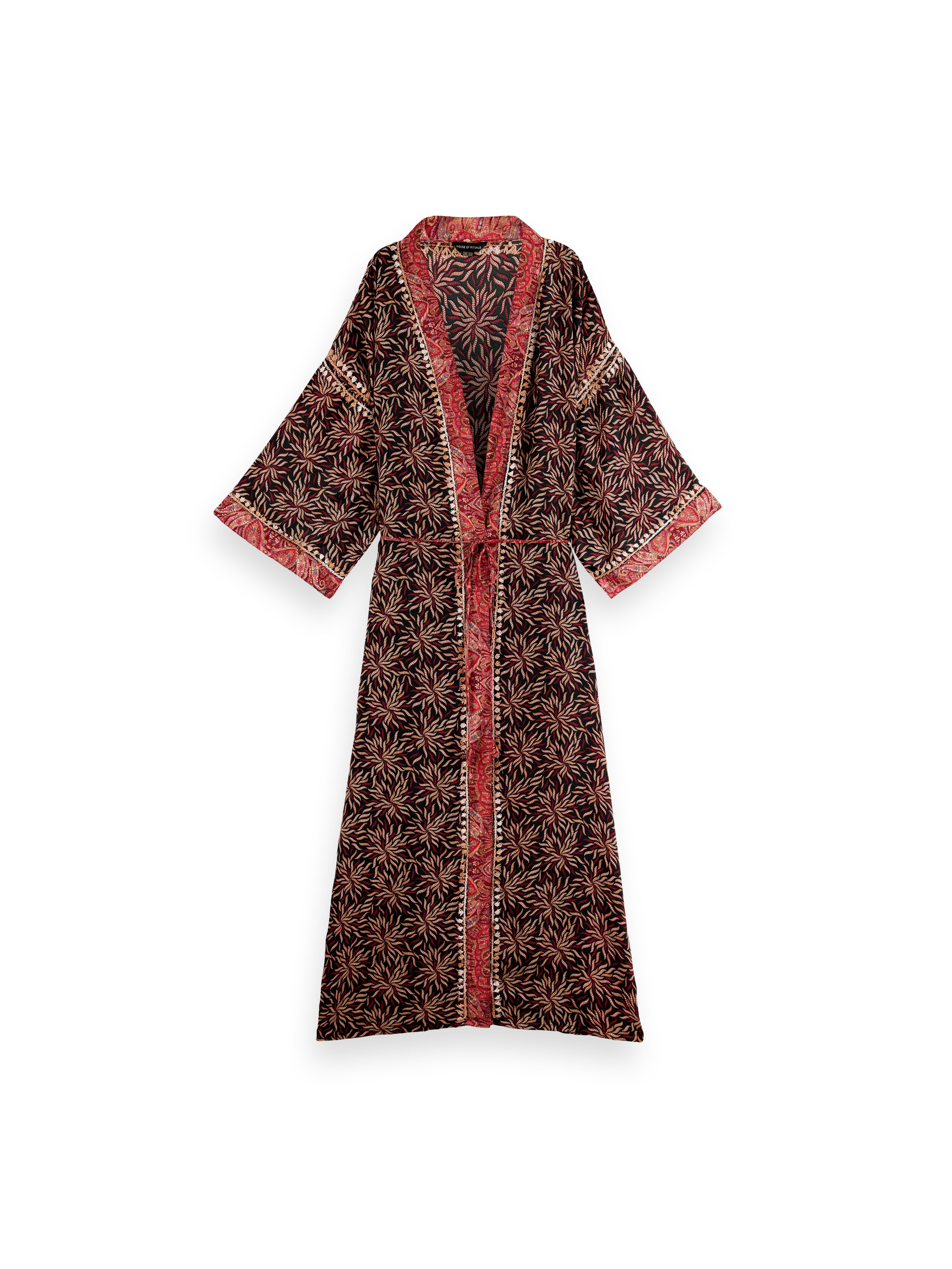 Jaypur Saree Kimono Dark Flower Long