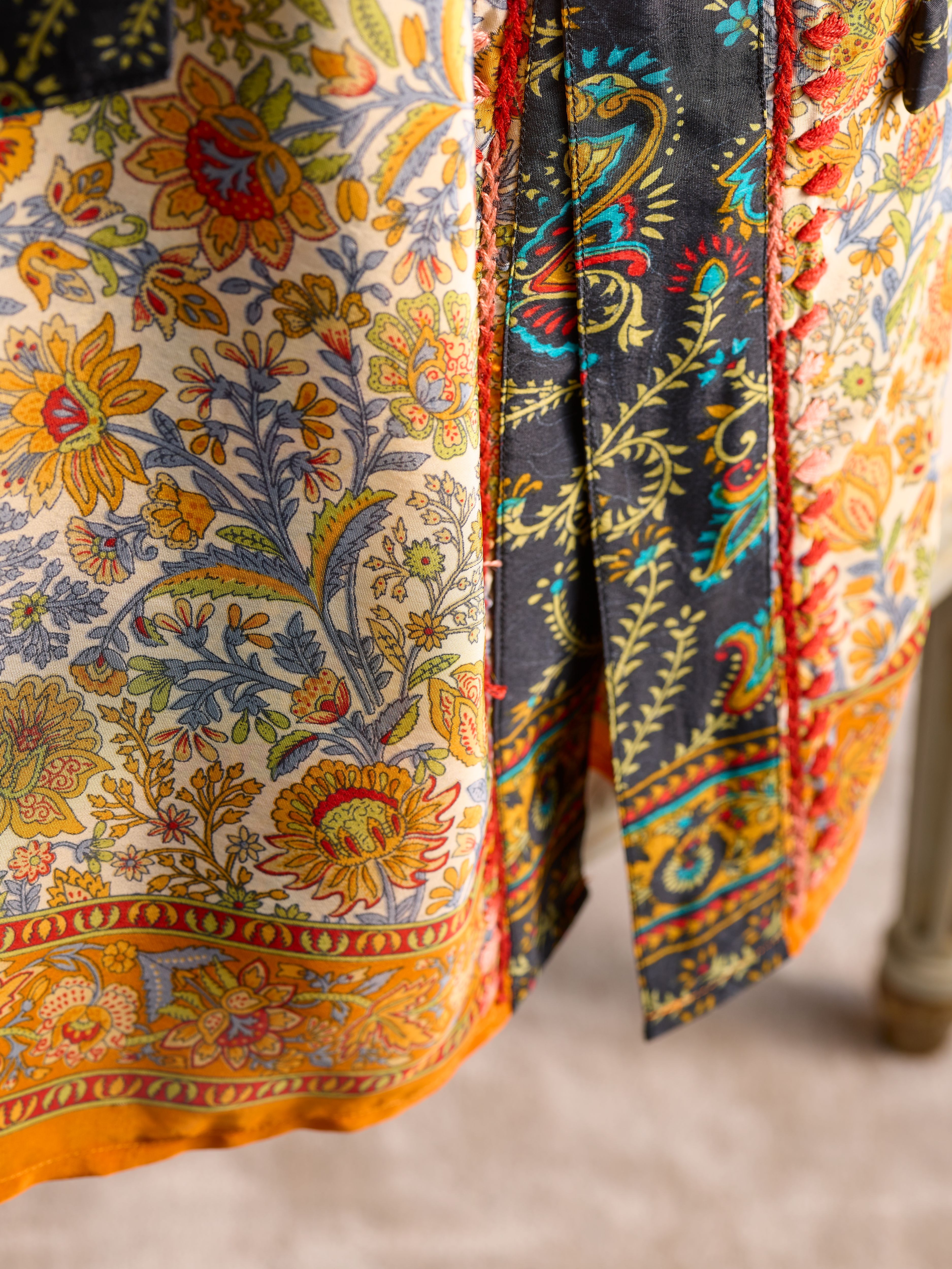 Jaypur Saree Kimono Flower Field Lifestyle with Product Elements