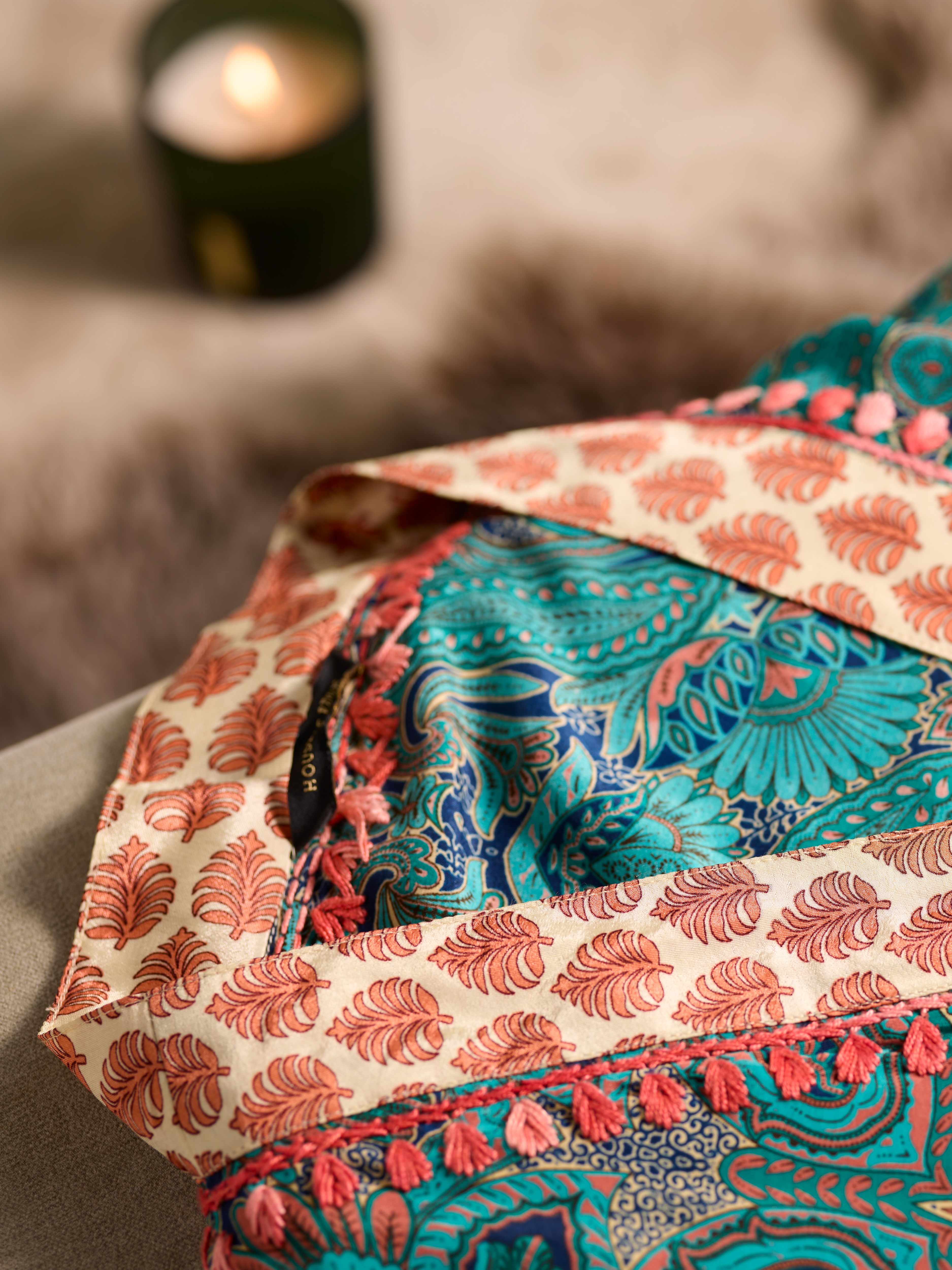 Jaypur Saree Kimono Nana Turquoise Lifestyle with Product Elements