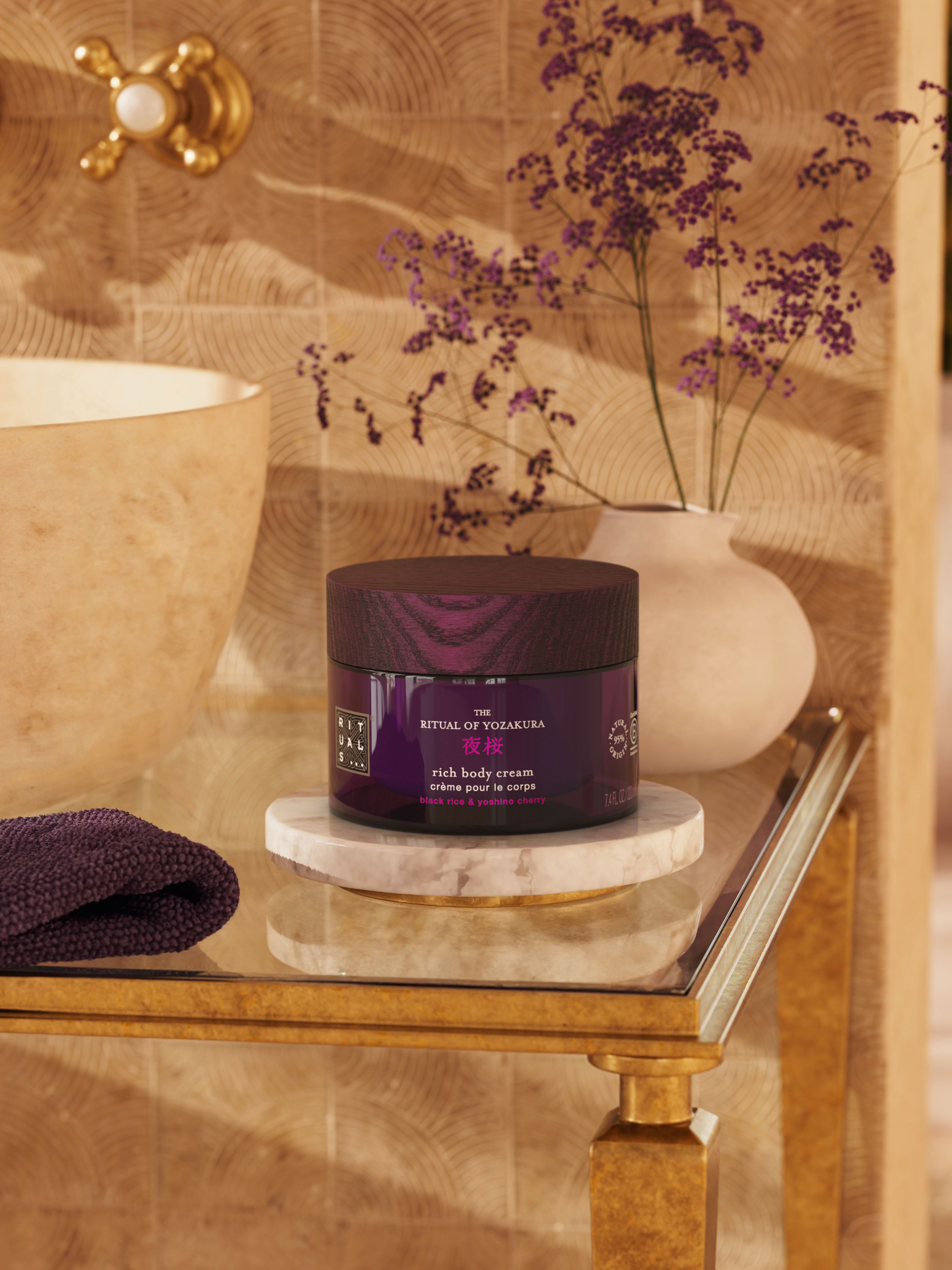 The Ritual of Yozakura Rich Body Cream 220ml Lifestyle with Product
