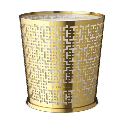 vela perfumada com manga de metal