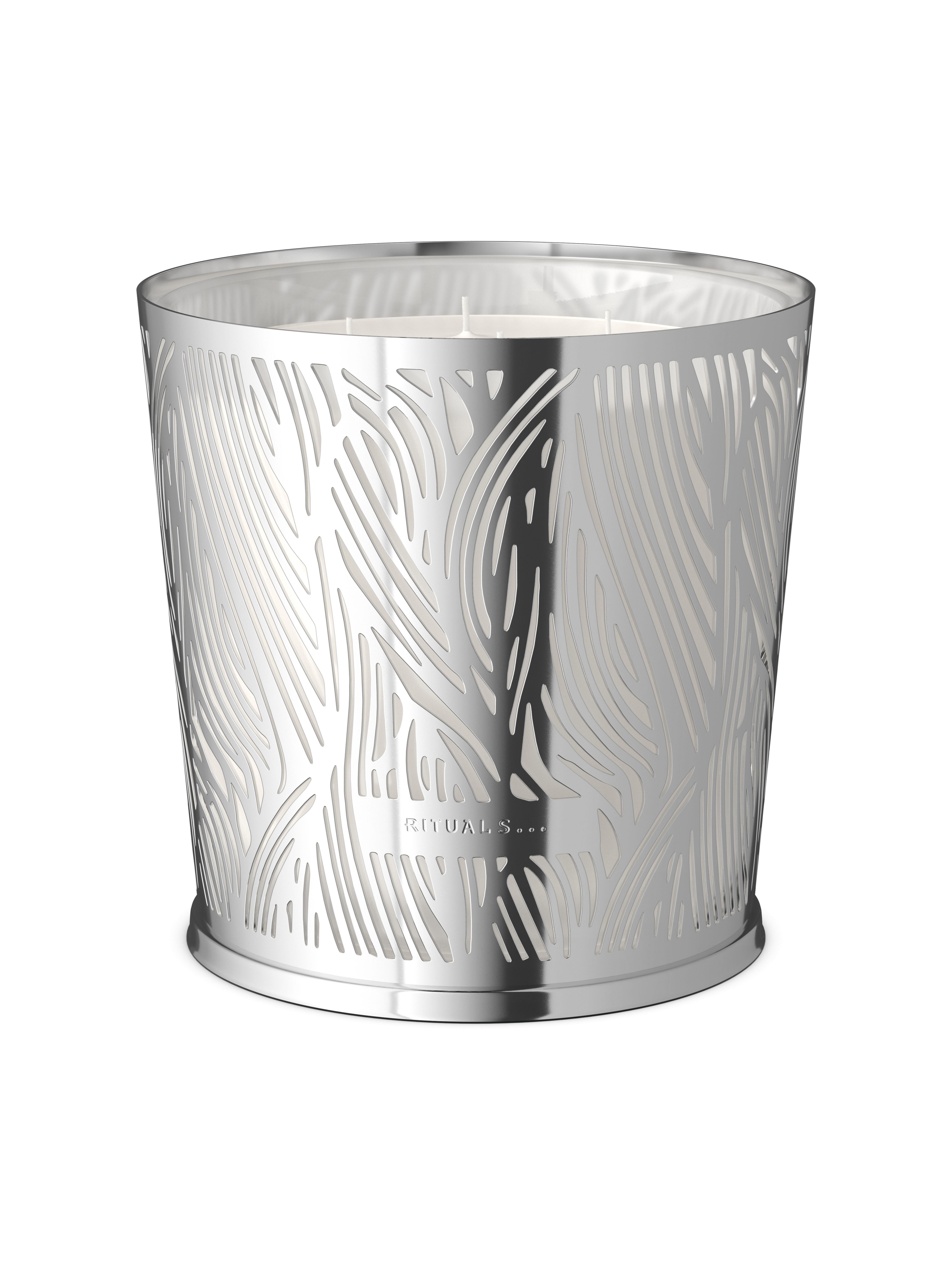 Orris Mimosa Scented Candle & Metal Leaves Silver sleeve 160