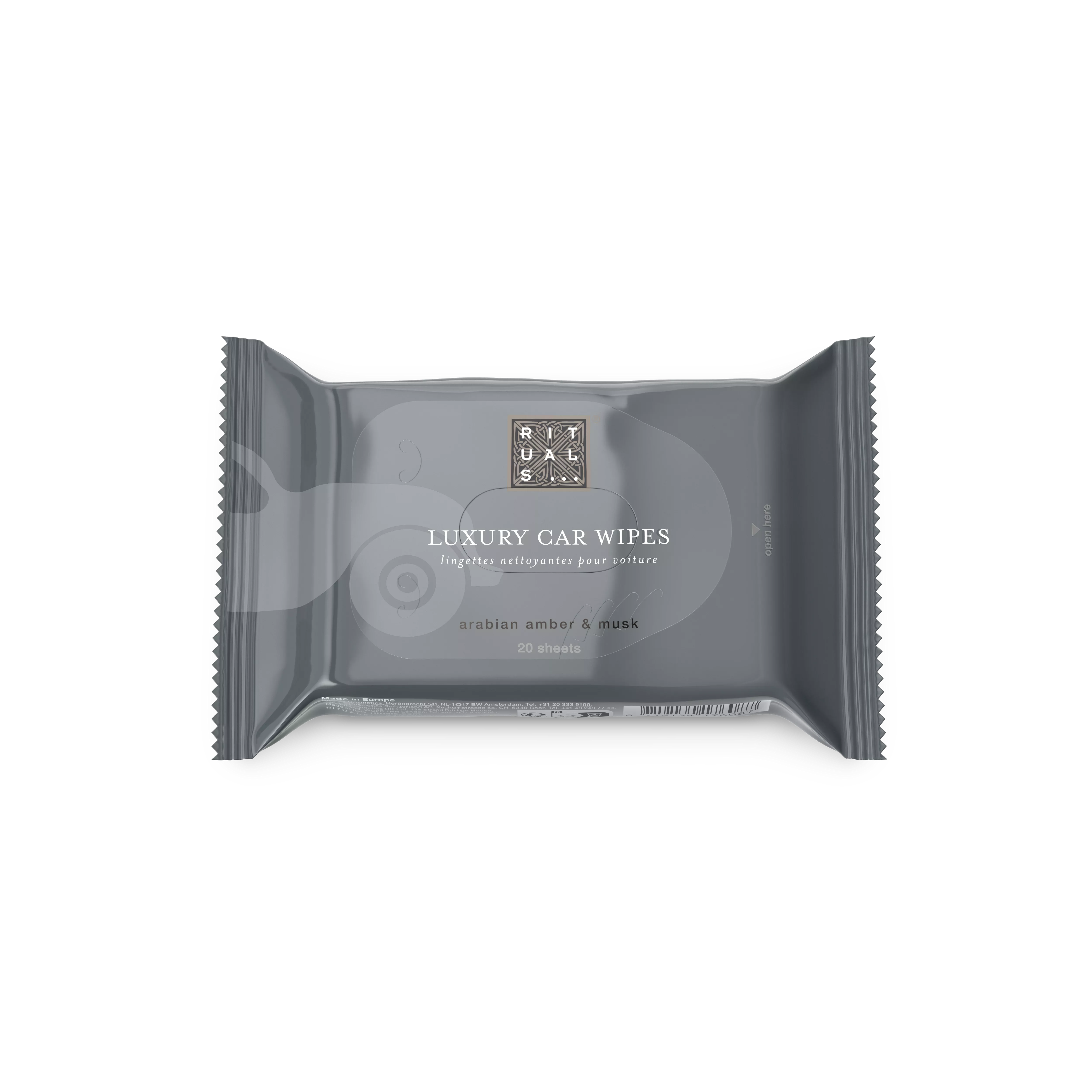 törlőkendő az autó belső terének tisztításához, homme, Black, 20 x 1 gr, RITUALS