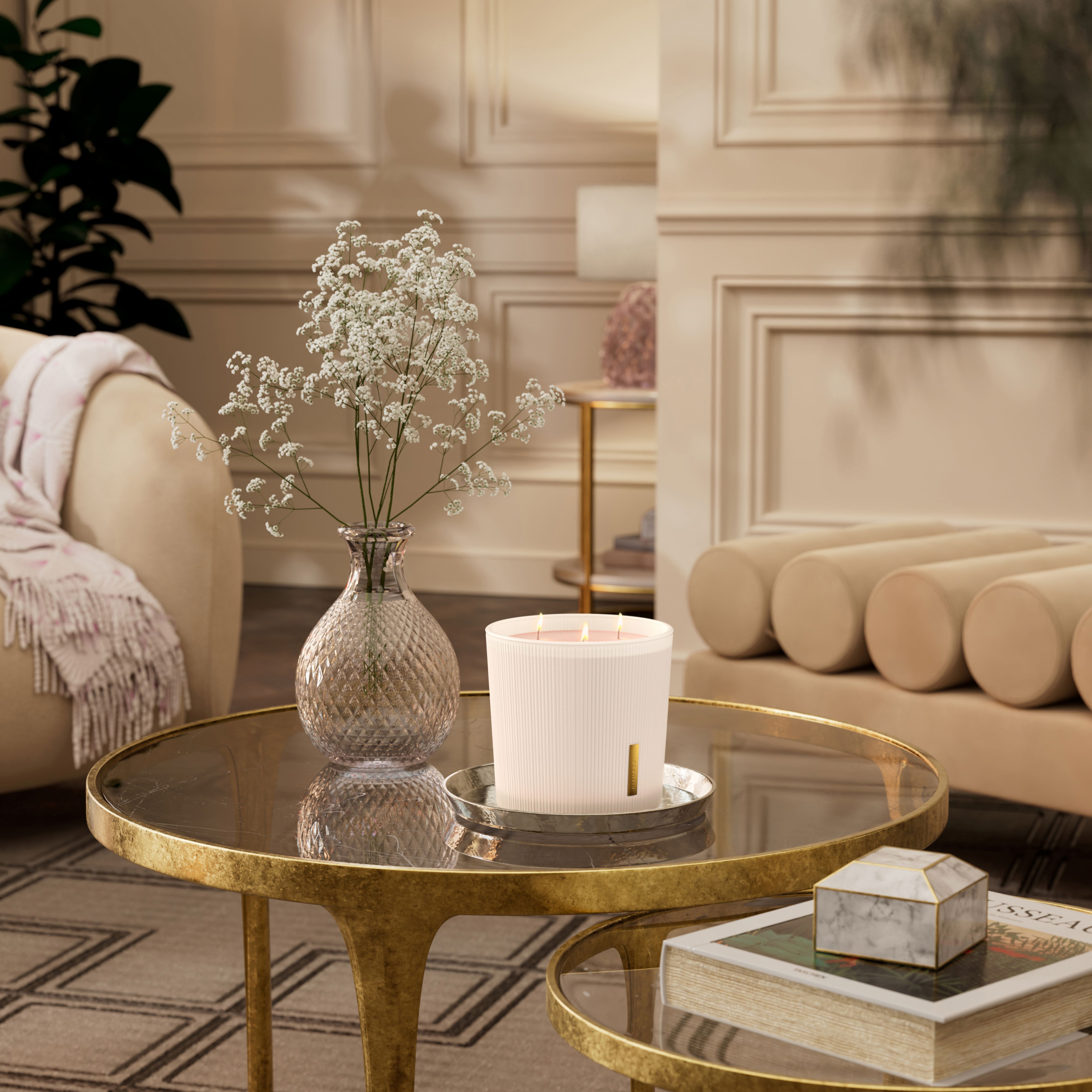 The Ritual of Sakura Scented Candle 840g Lifestyle with Product