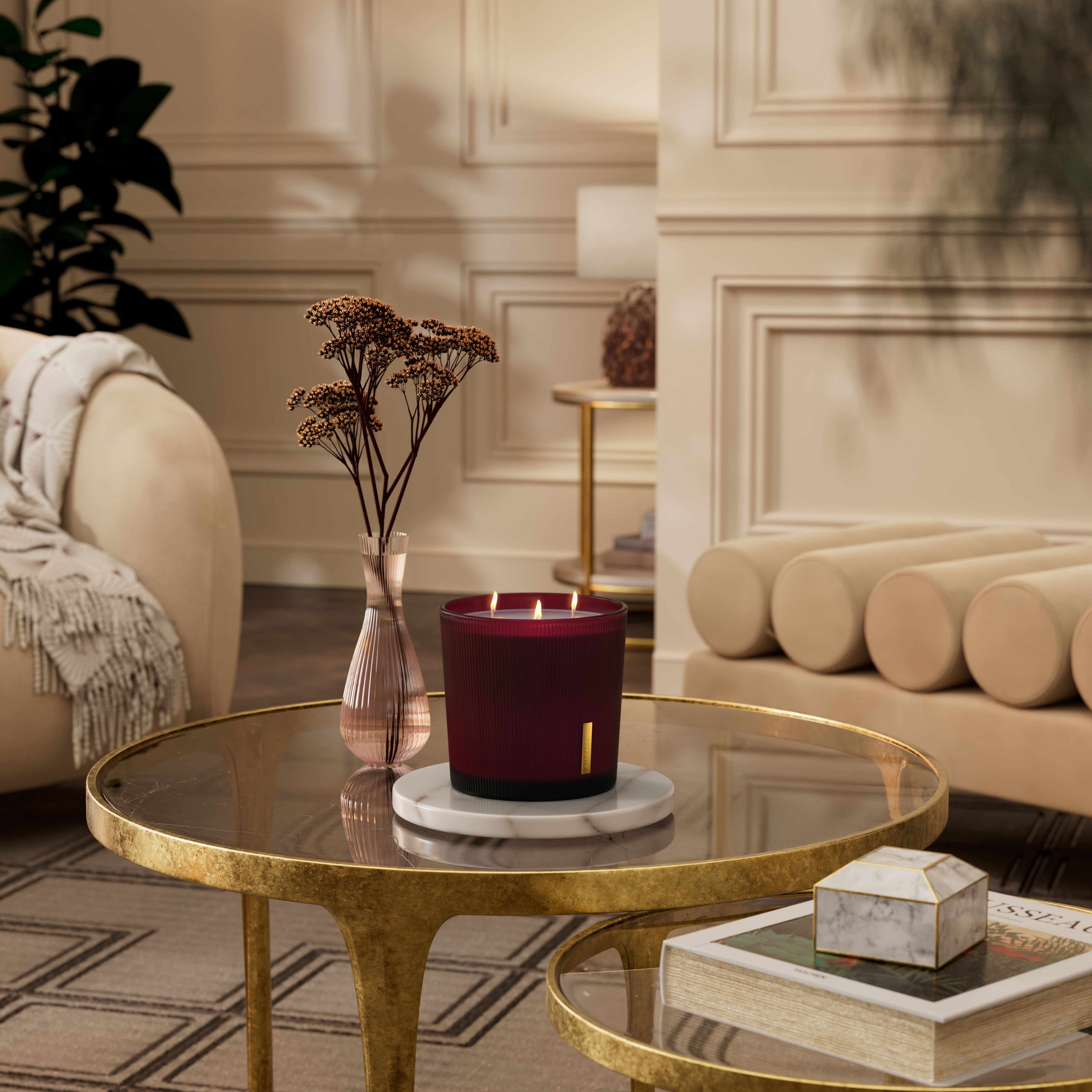 The Ritual of Ayurveda Scented Candle 840g Lifestyle with Product