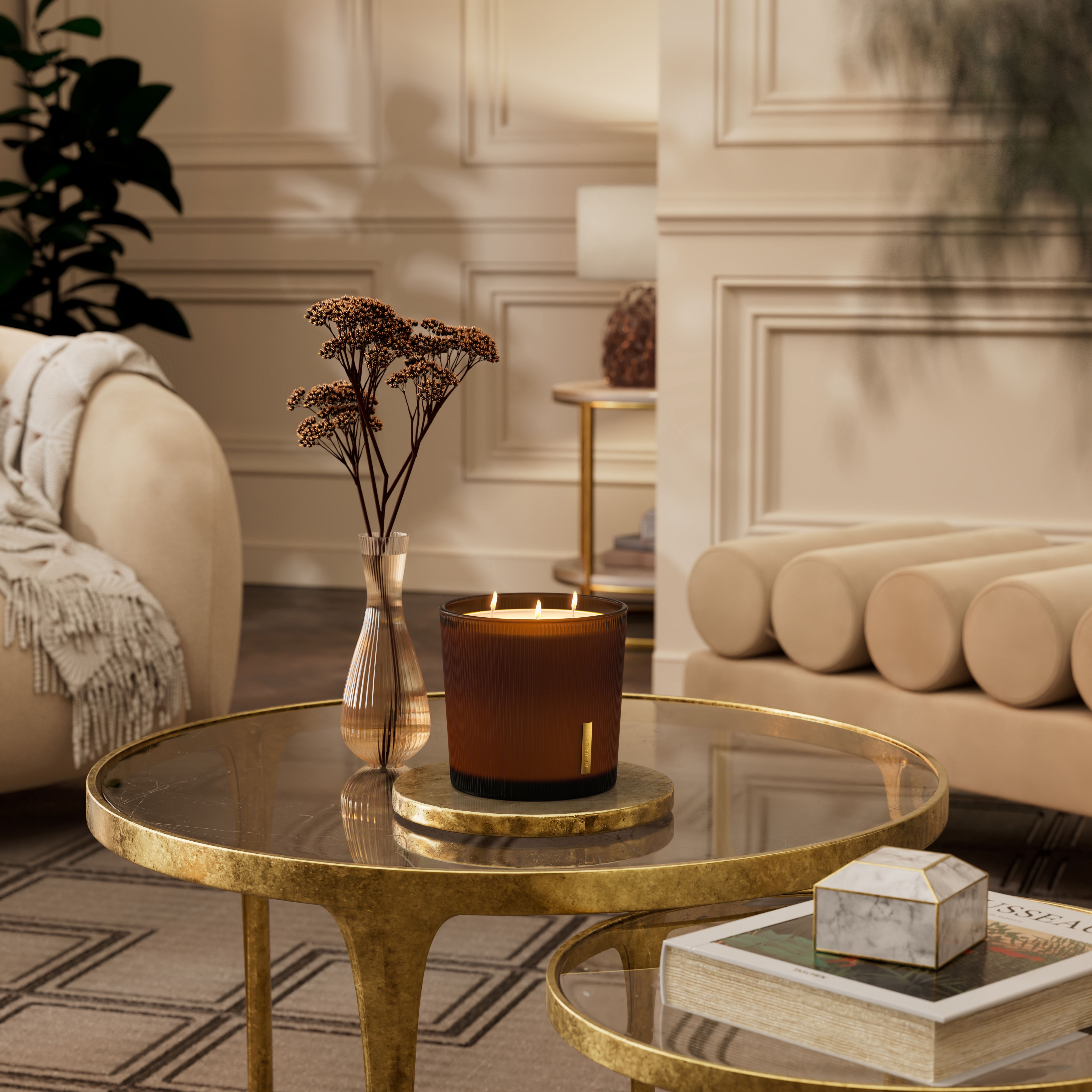 The Ritual of Mehr Scented Candle 840g Lifestyle with Product