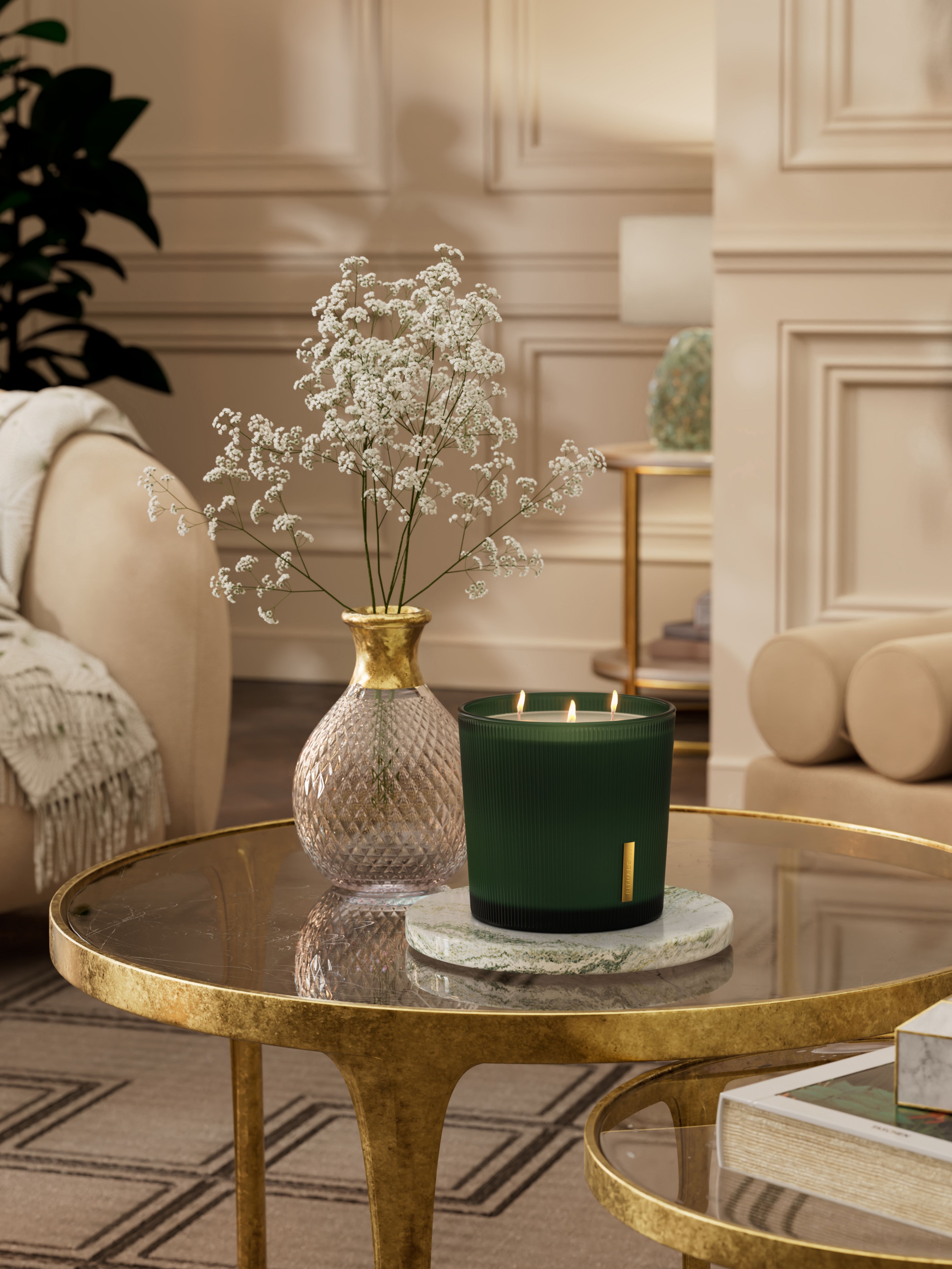 The Ritual of Jing Scented Candle 840g Lifestyle with Product