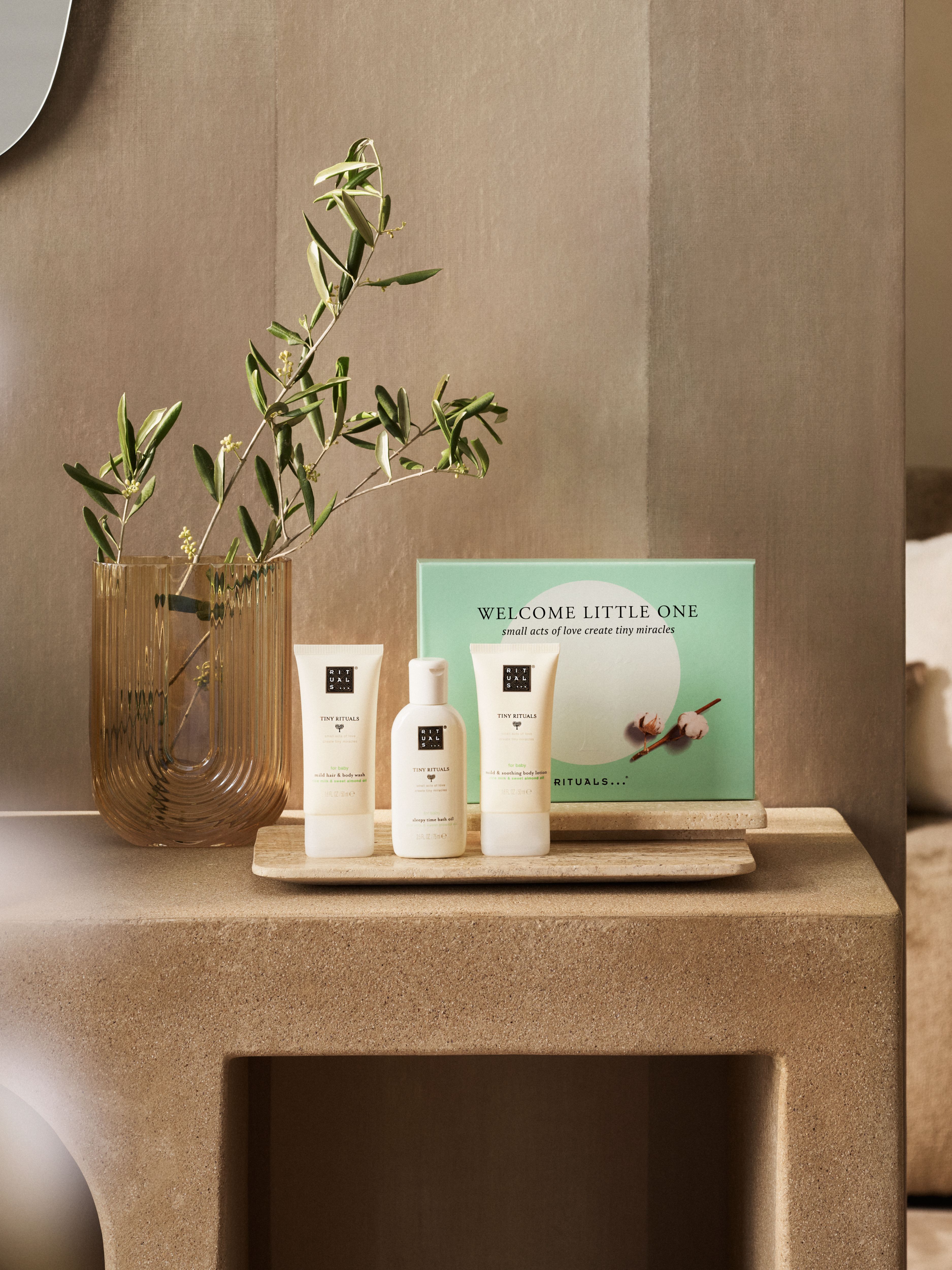 Tiny Rituals Baby Gift Set Lifestyle with Closed Pack