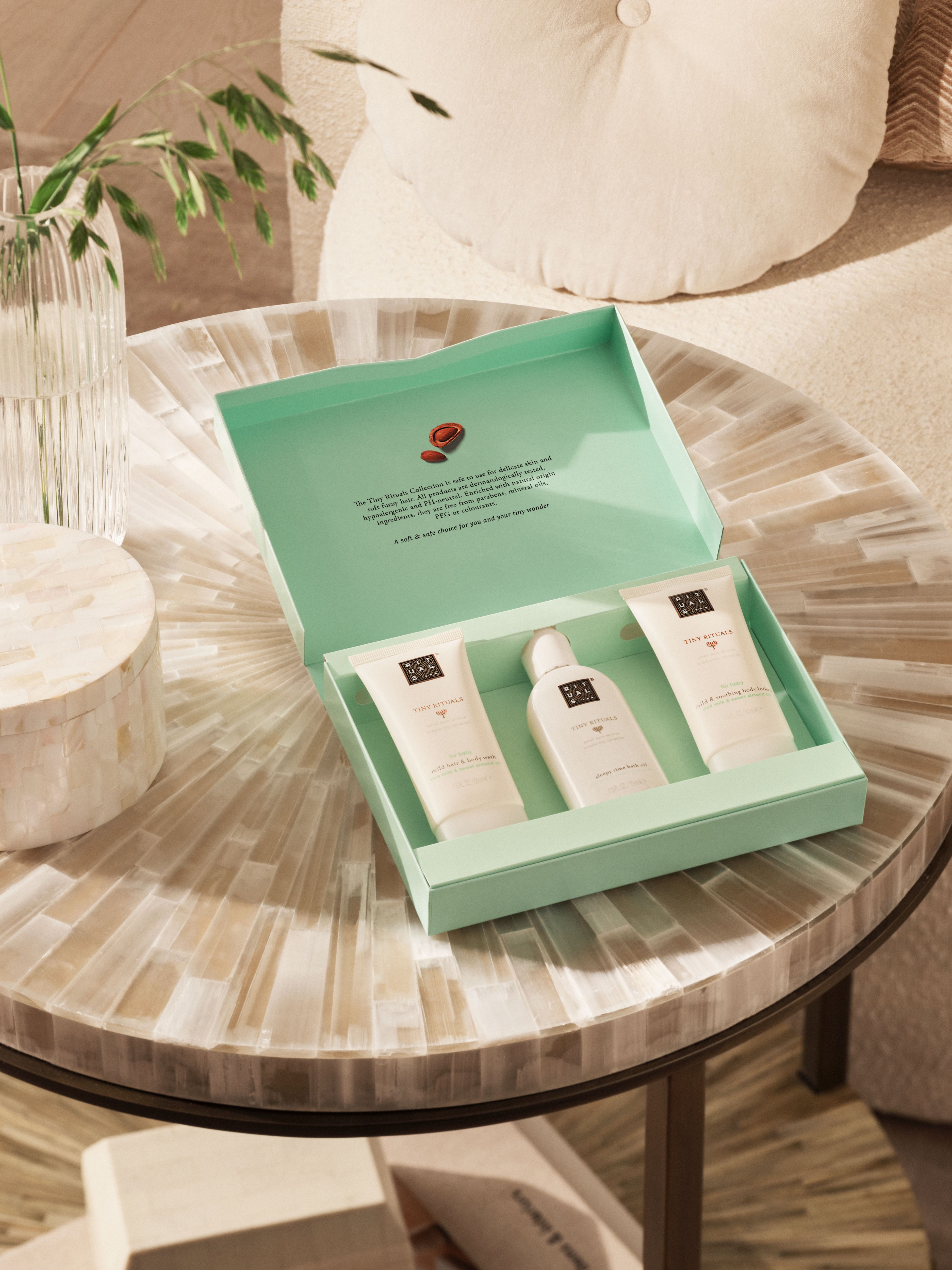 Tiny Rituals Baby Gift Set Lifestyle with Open Pack