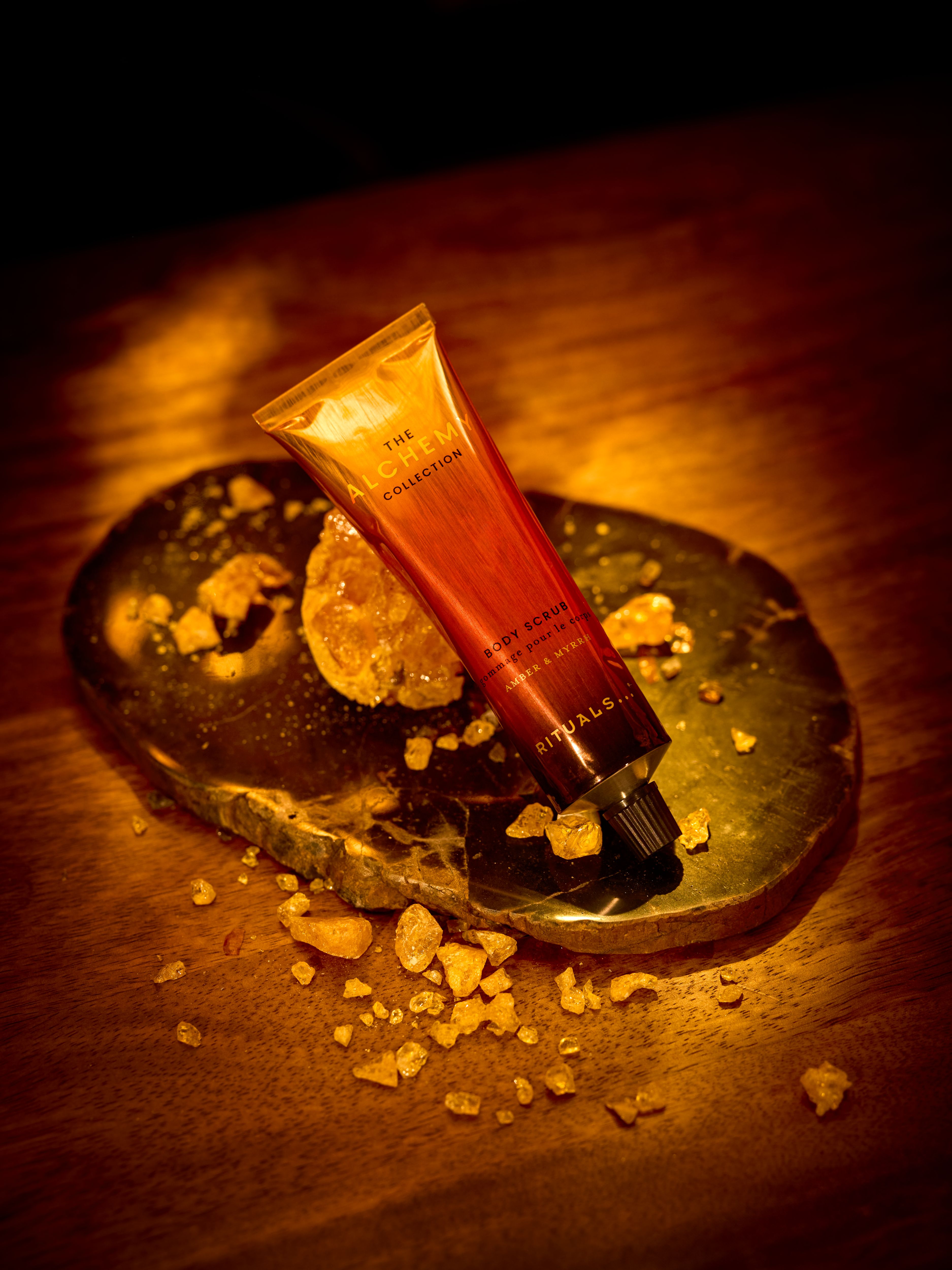 The Alchemy Collection Body Scrub Lifestyle with Product