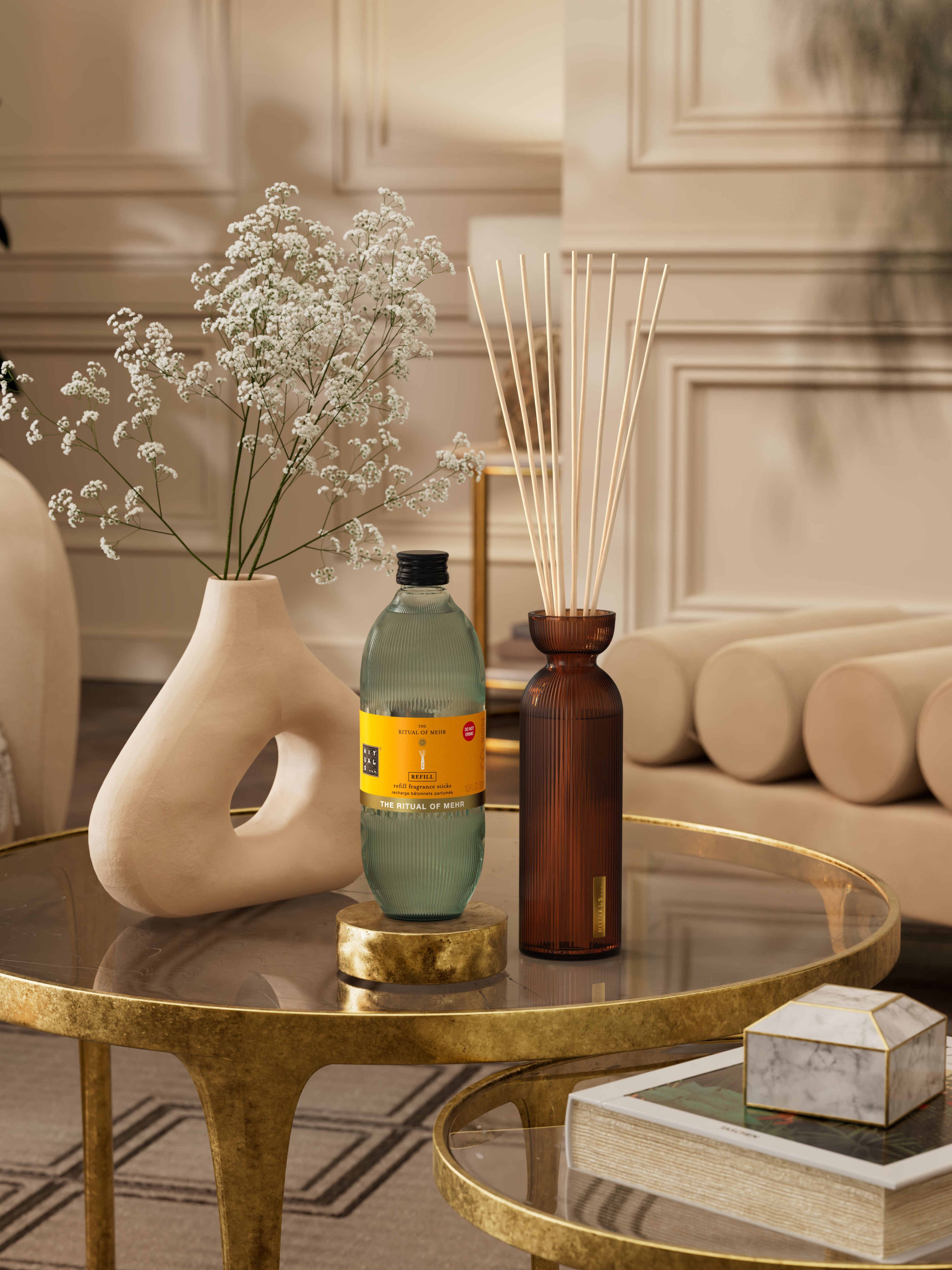 The Ritual of Mehr Refill Fragrance Sticks 500ml Lifestyle with Product