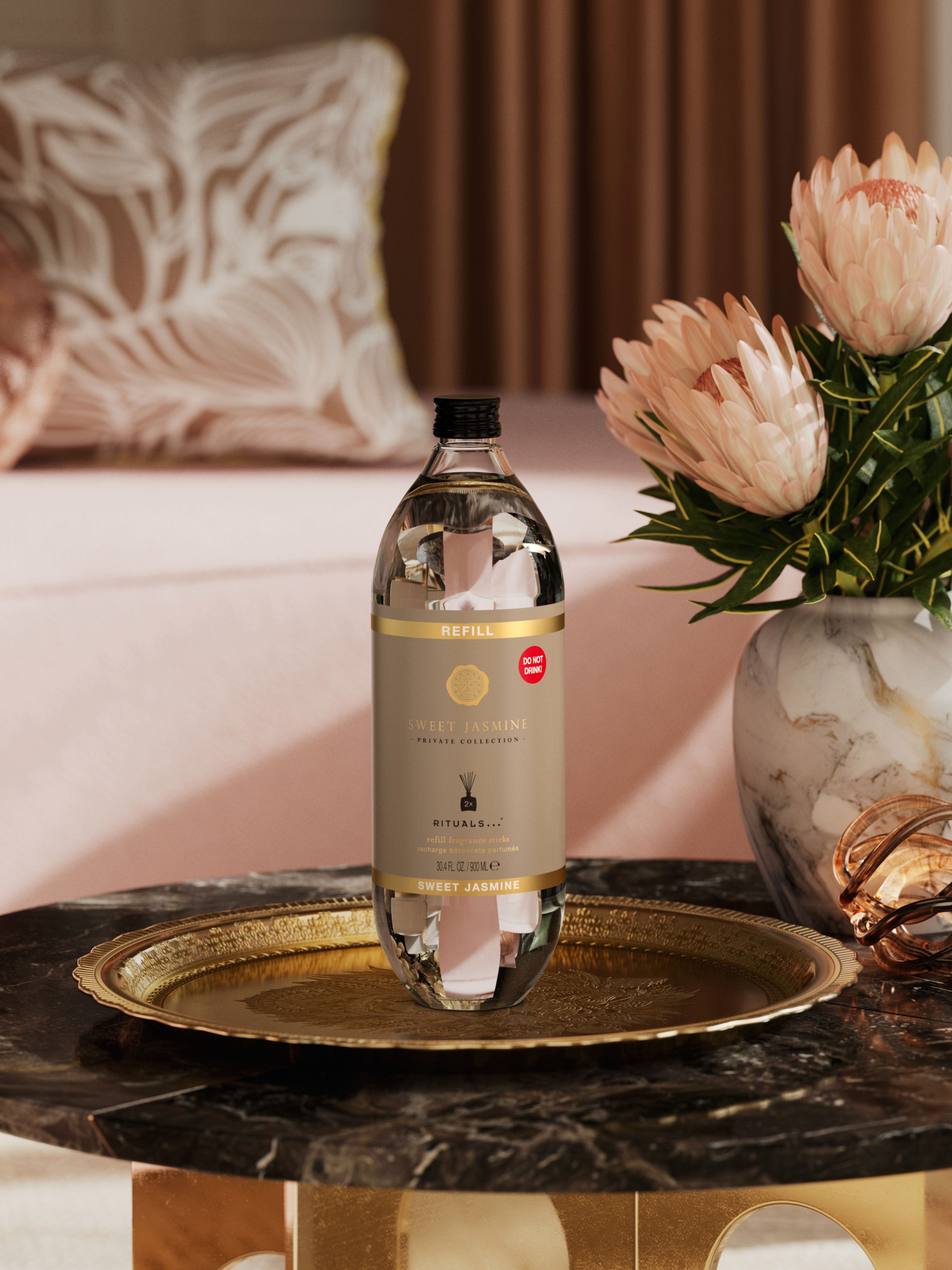 Sweet Jasmine Refill Fragrance Sticks 900ml Lifestyle with Product