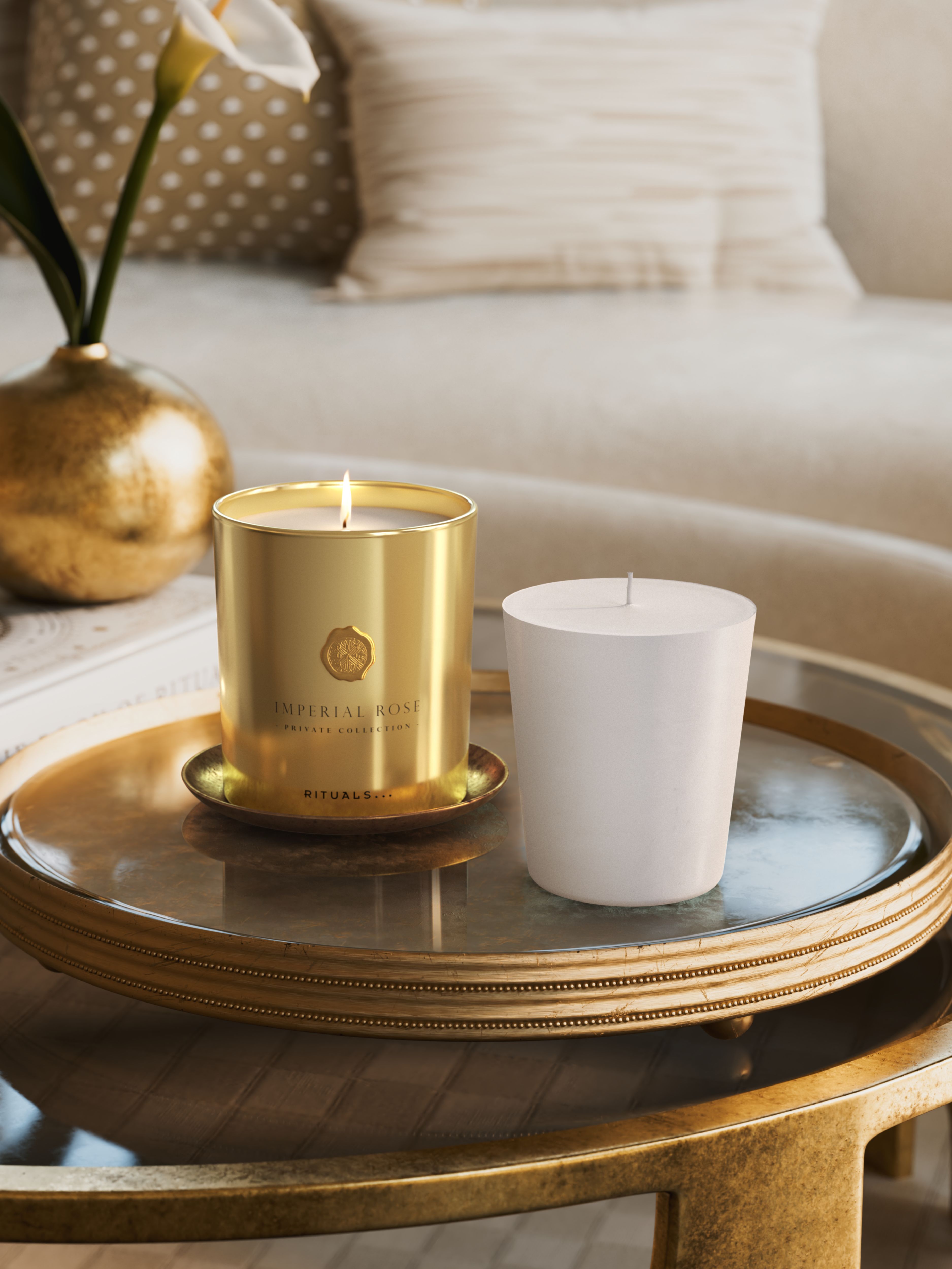 Imperial Rose Refill Scented Candle 360g Lifestyle with Product