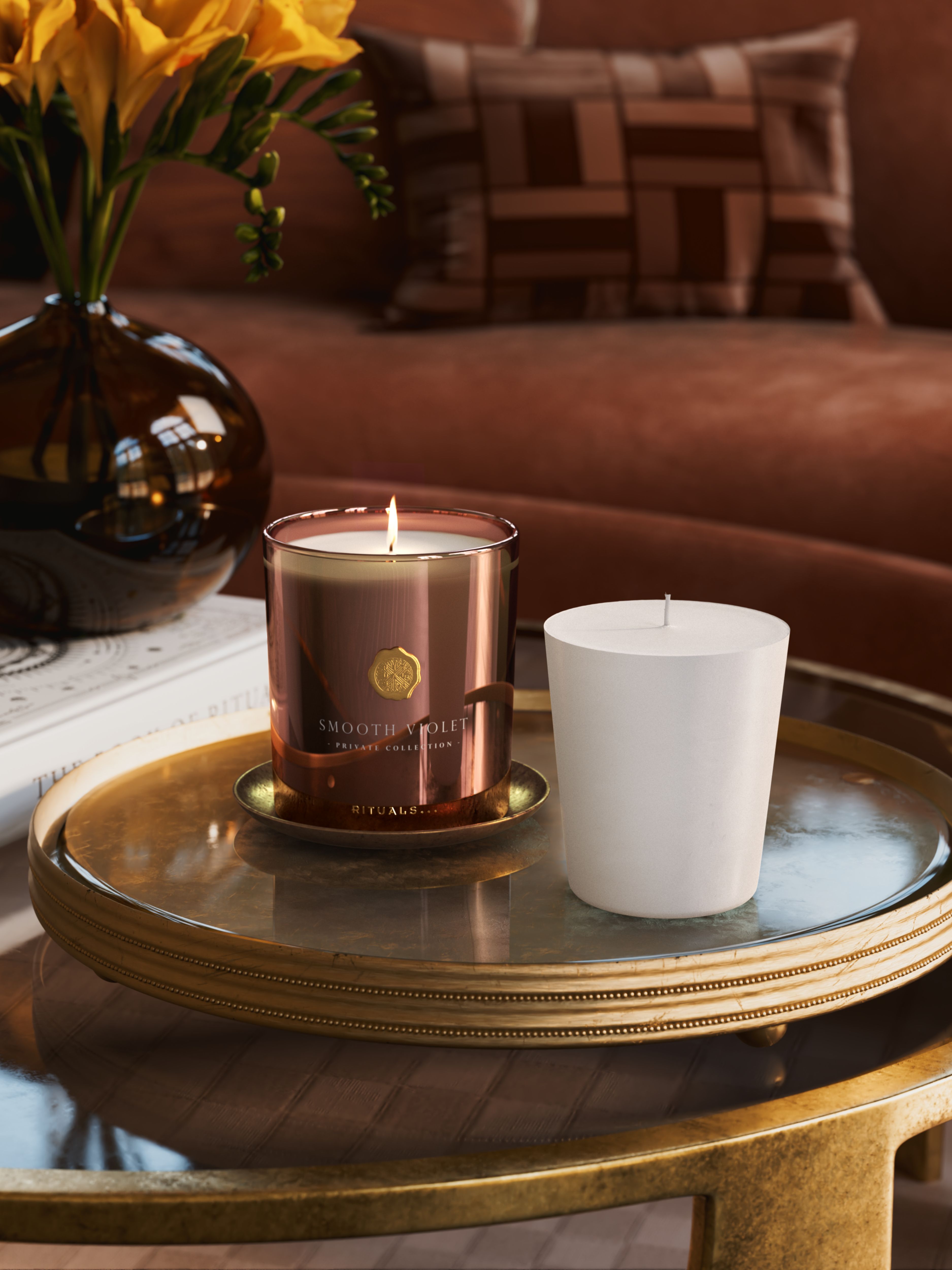Smooth Violet Refill Scented Candle 360g Lifestyle with Product