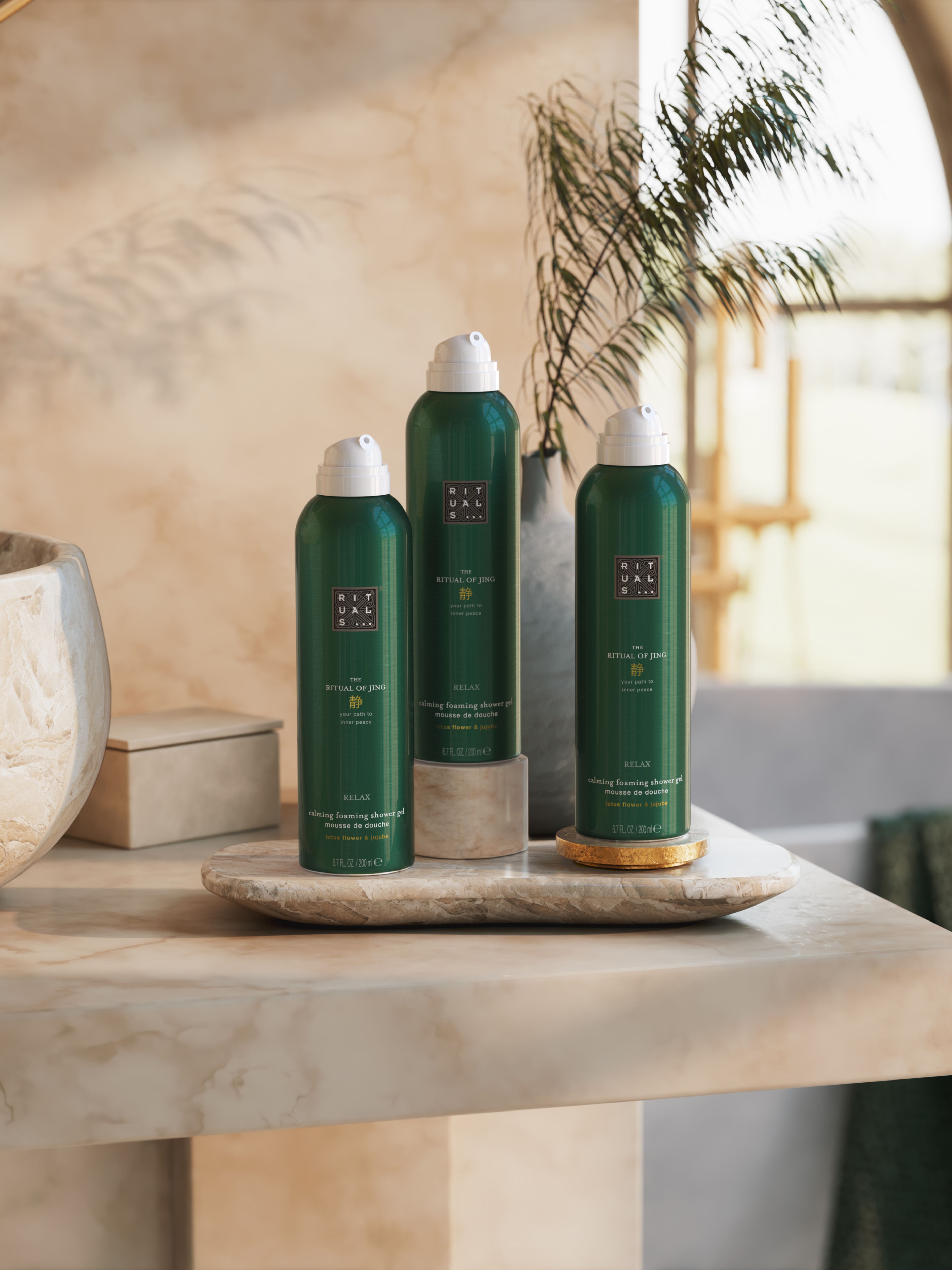 Jing Shower Foam Value Pack Lifestyle with Product