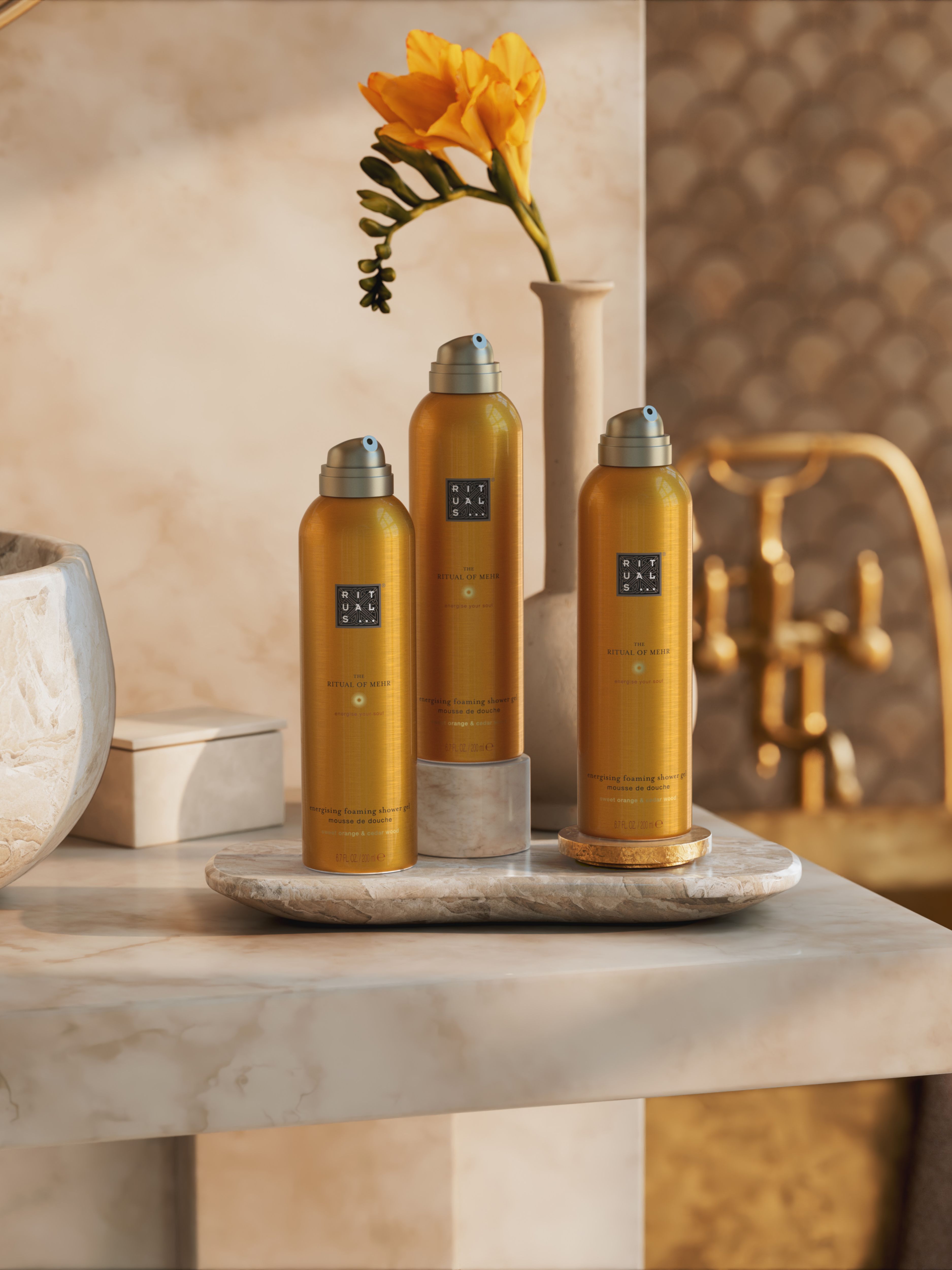 Mehr Shower Foam Value Pack Lifestyle with Product