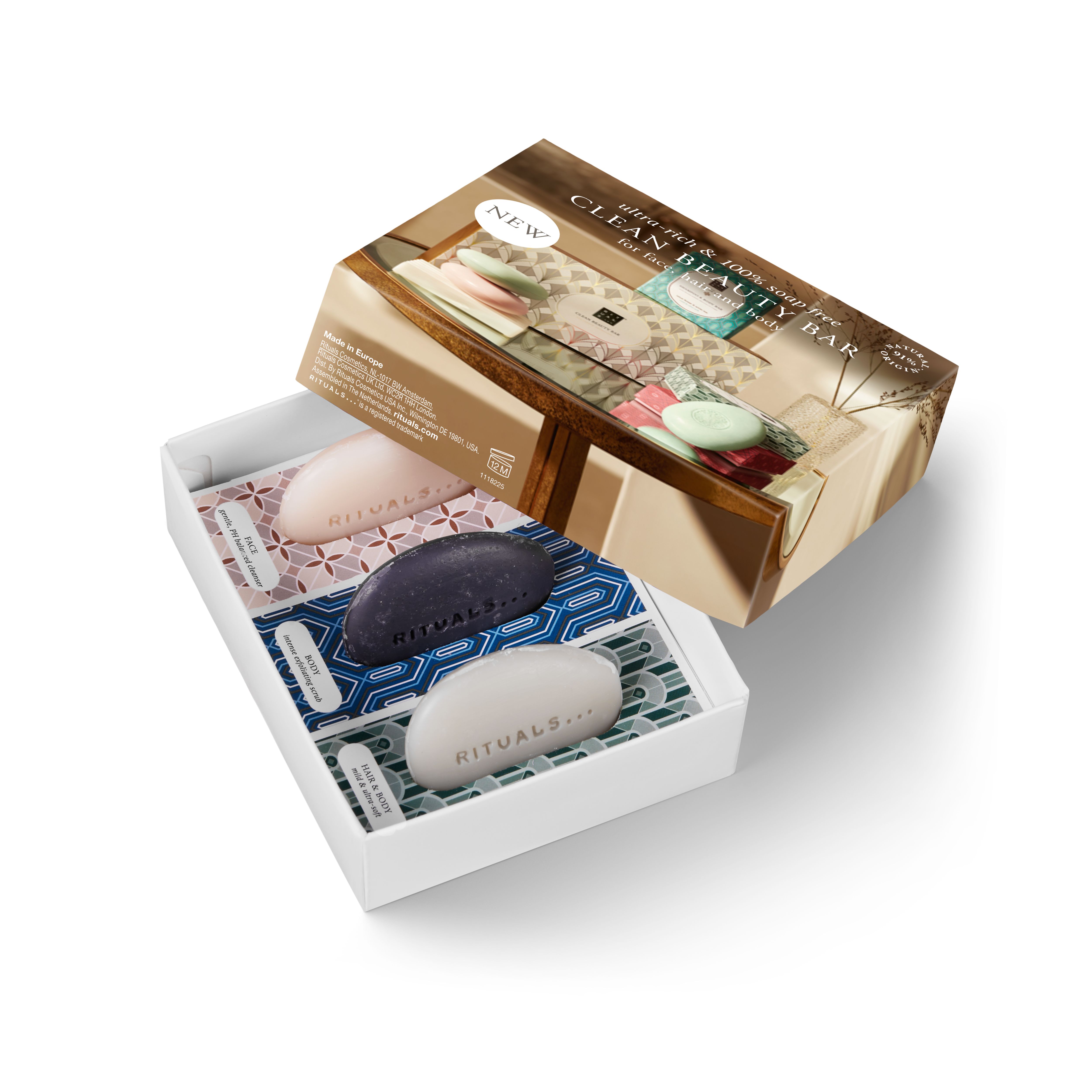 gift set: body scrub bar 10 g, shampoo & body bar 10 g, gezichtsreiniger bar 10 g, RITUALS