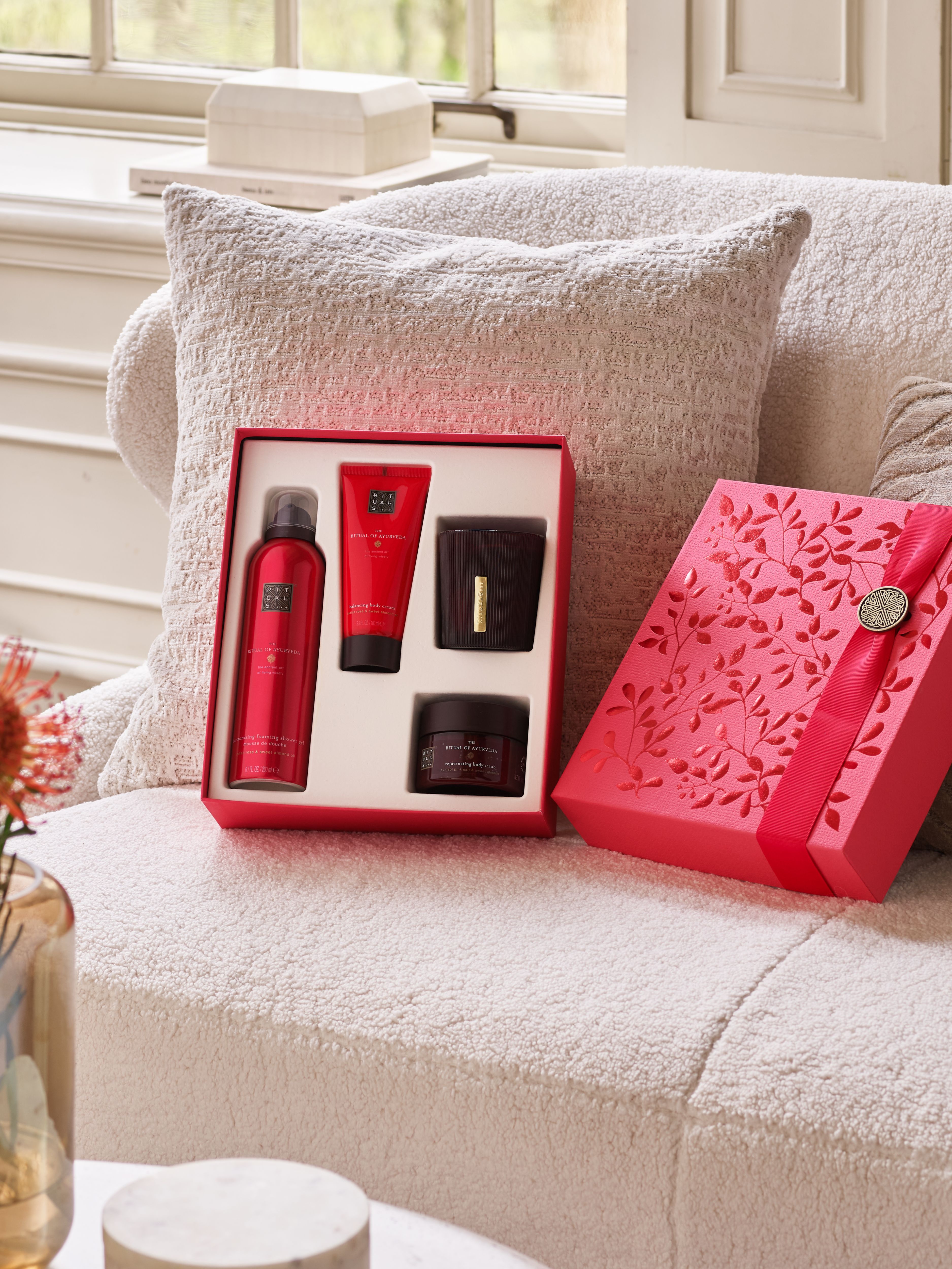 The Ritual of Ayurveda - Medium Gift Set 2024 Lifestyle with Open Pack