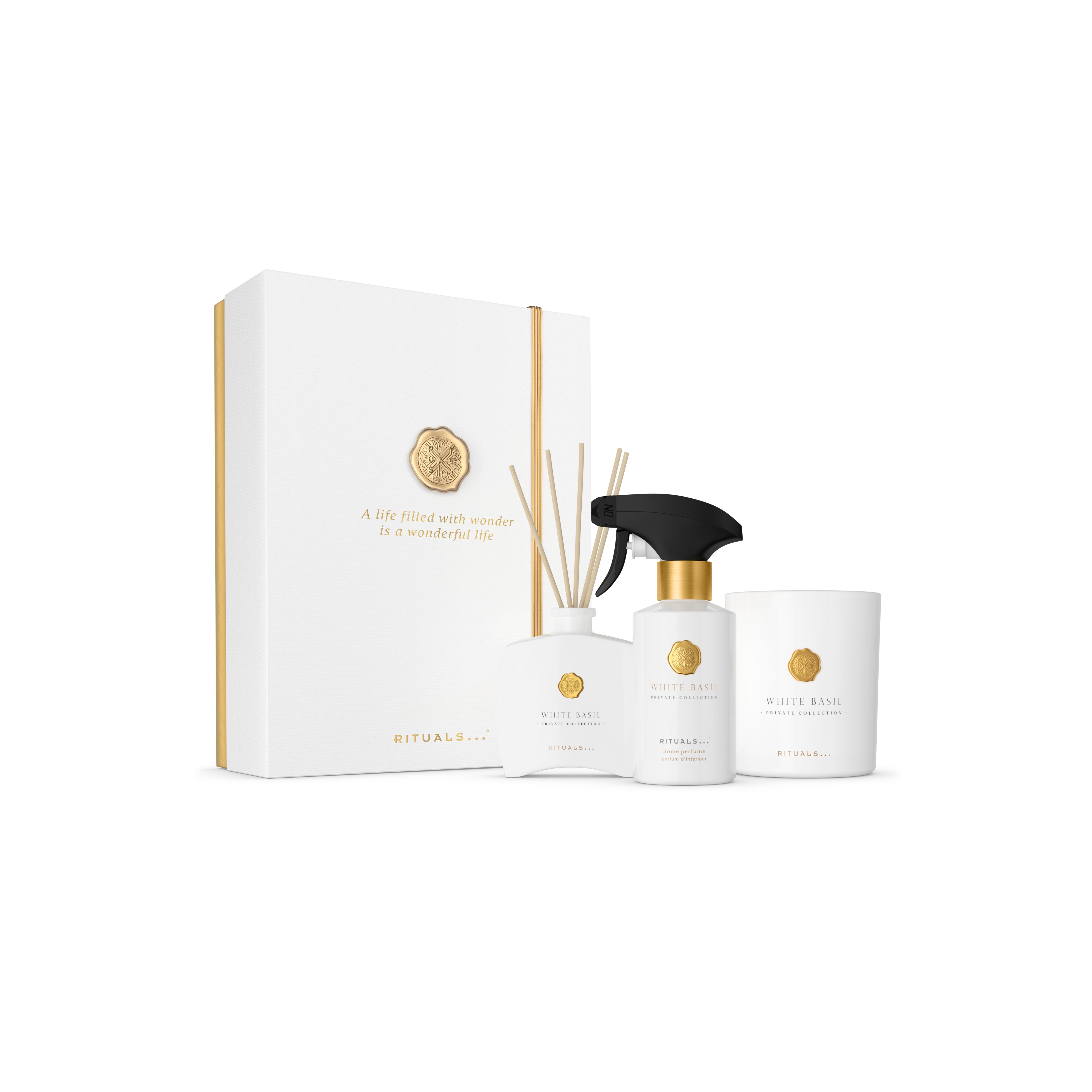 lumânare parfumată 360 g, minibețișoare parfumate 100 ml, parfum pentru locuință 250 ml, privatecollection, White, RITUALS