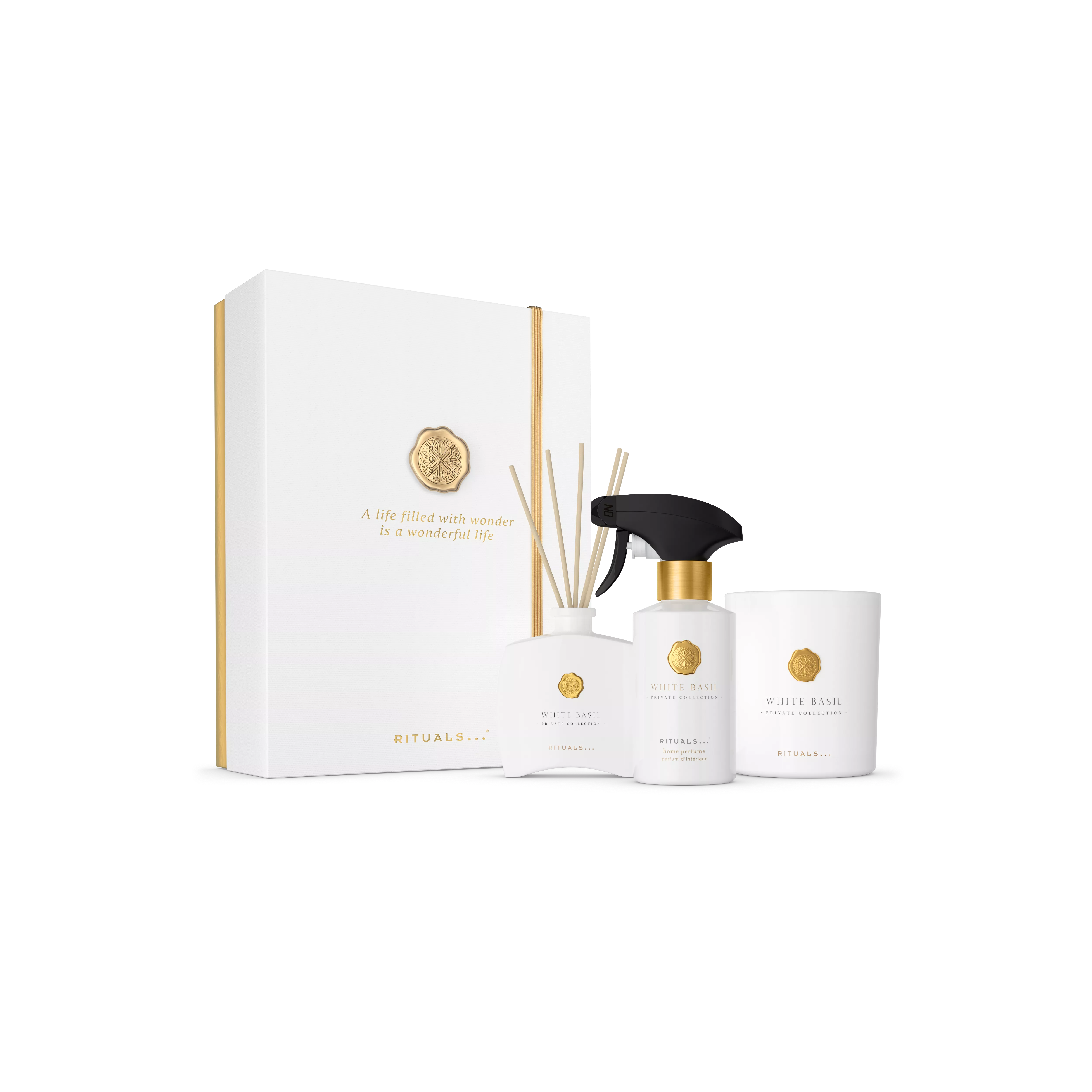 lumânare parfumată 360 g, minibețișoare parfumate 100 ml, parfum pentru locuință 250 ml, privatecollection, White, RITUALS