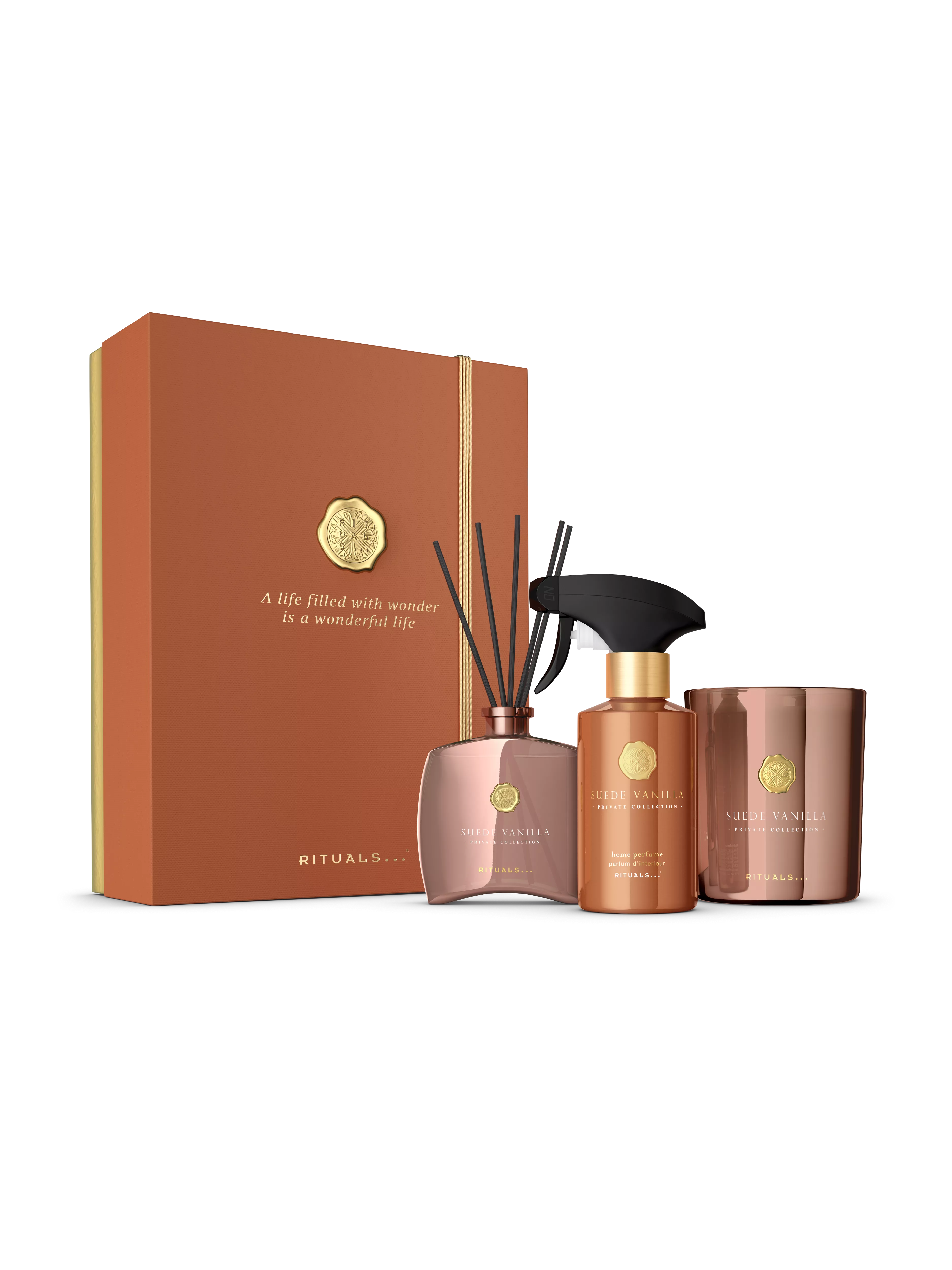 bougie parfumée 360 g, mini bâtonnets parfumés 100 ml, parfum d’intérieur 250 ml, privatecollection, Brown, RITUALS