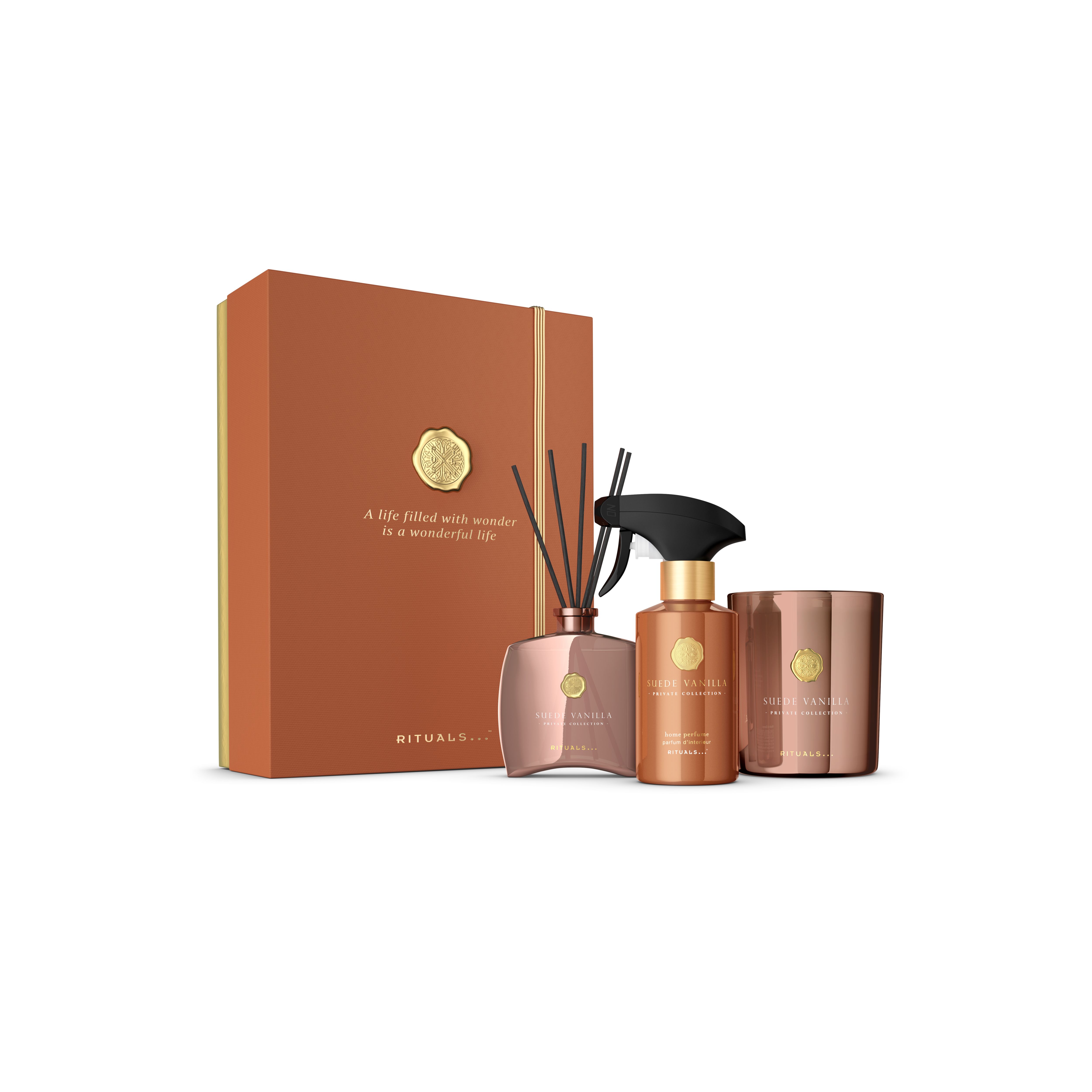 scented candle 360g, mini fragrance sticks 100ml, home perfume 250ml, privatecollection, Brown, RITUALS