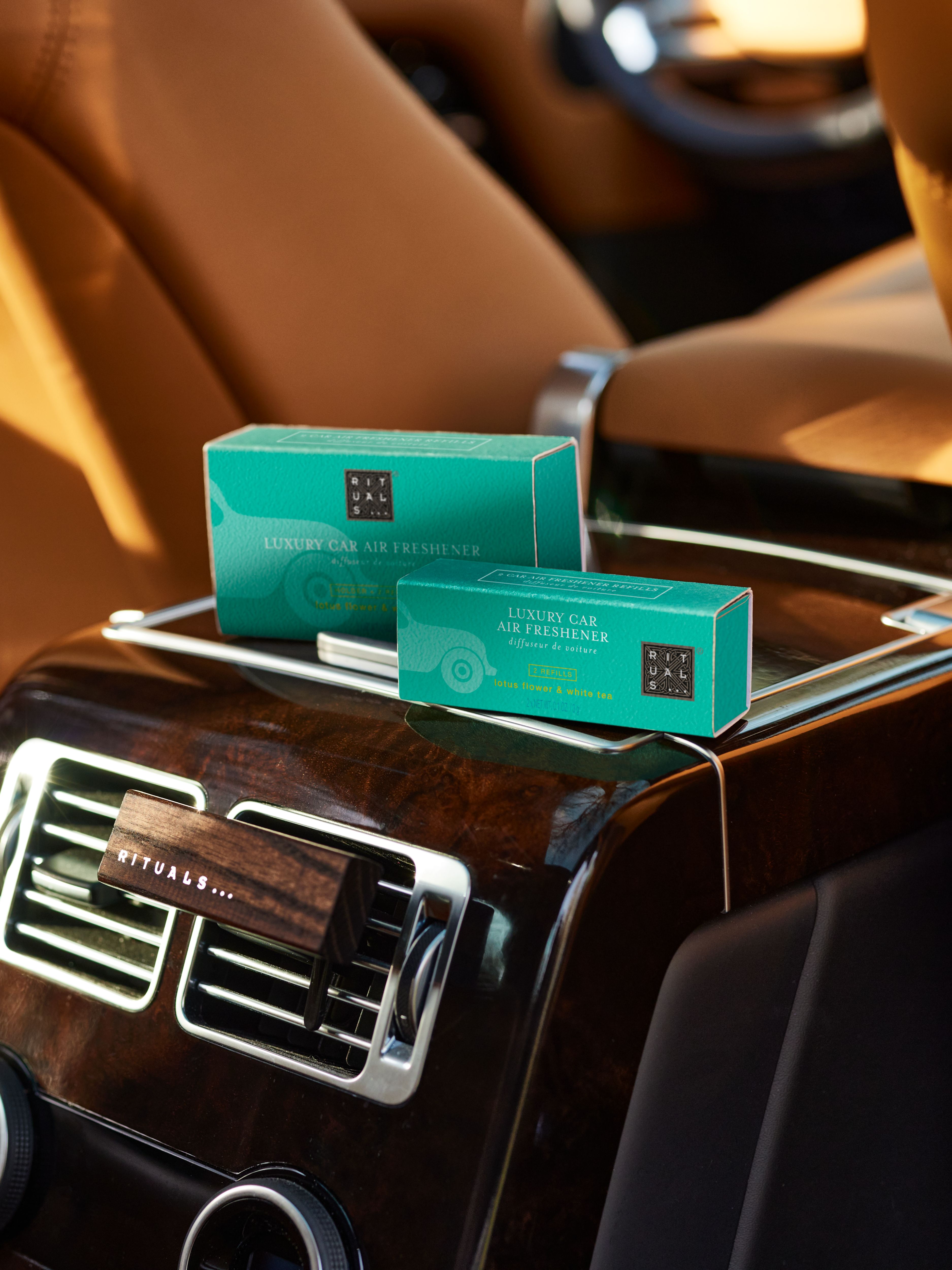 The Ritual of Karma Refill Car Air Freshener Lifestyle with Product