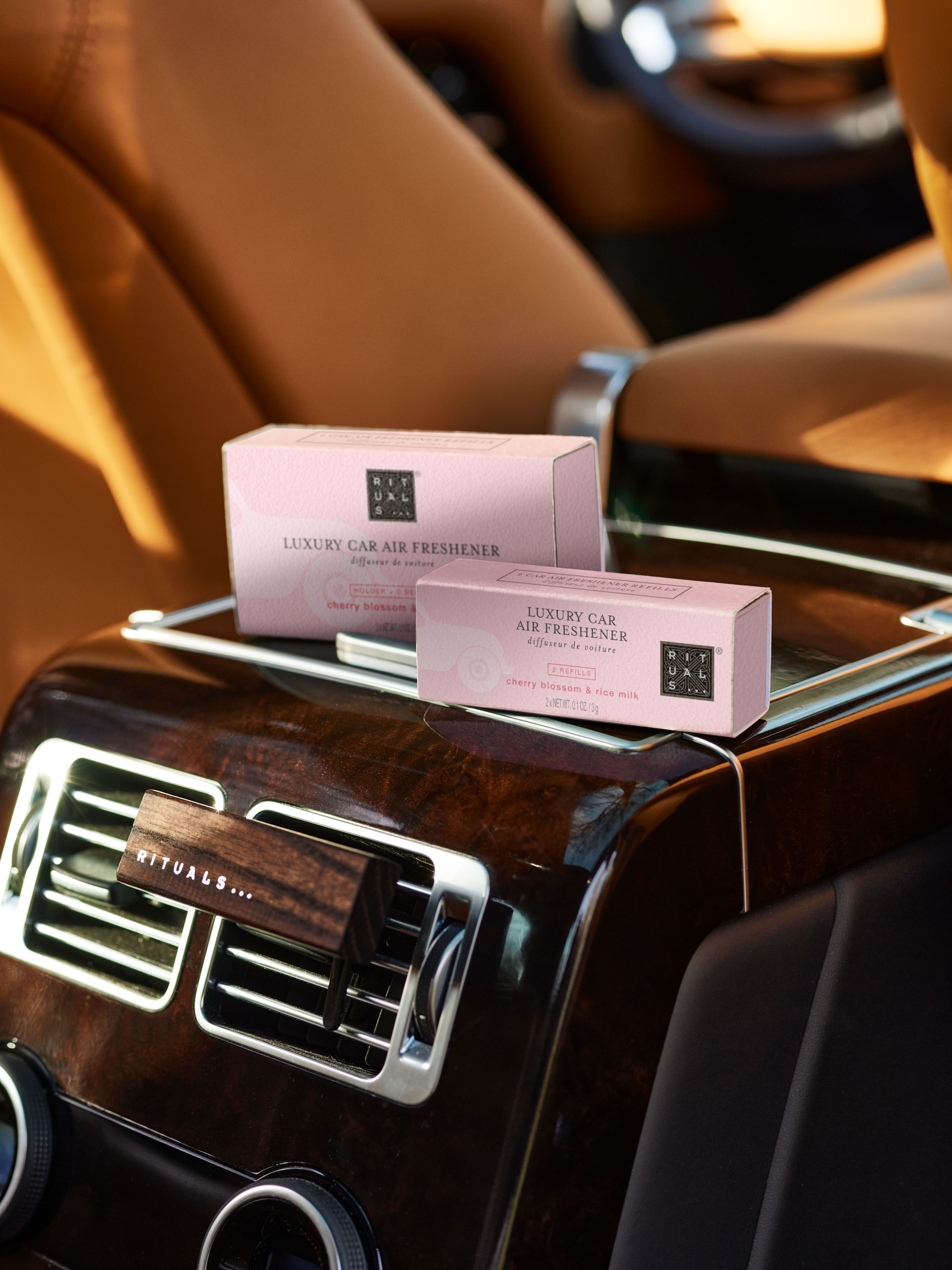 The Ritual of Sakura Refill Car Air Freshener Lifestyle with Product