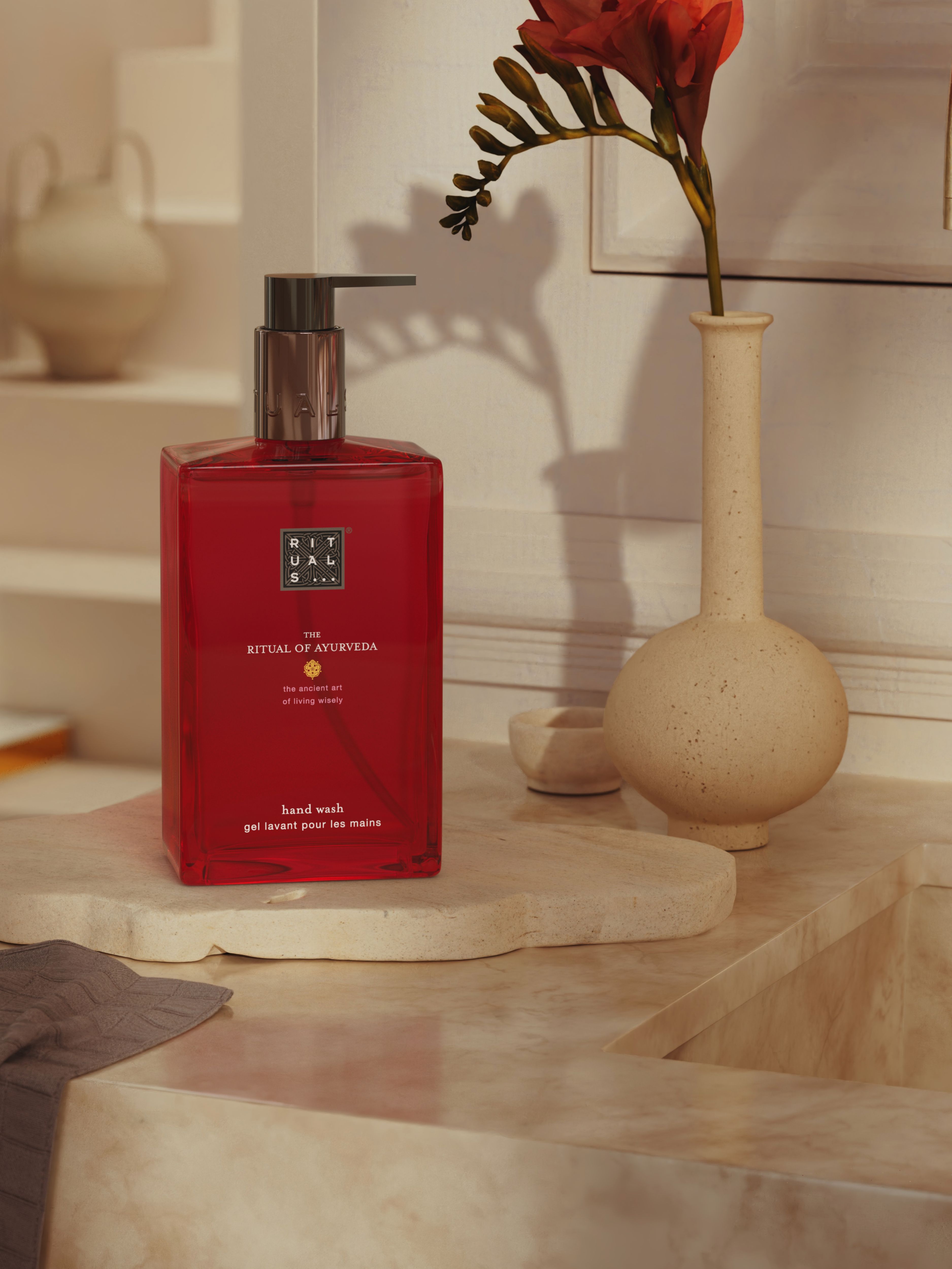 The Ritual of Ayurveda Hand Wash 300ml Lifestyle with Product