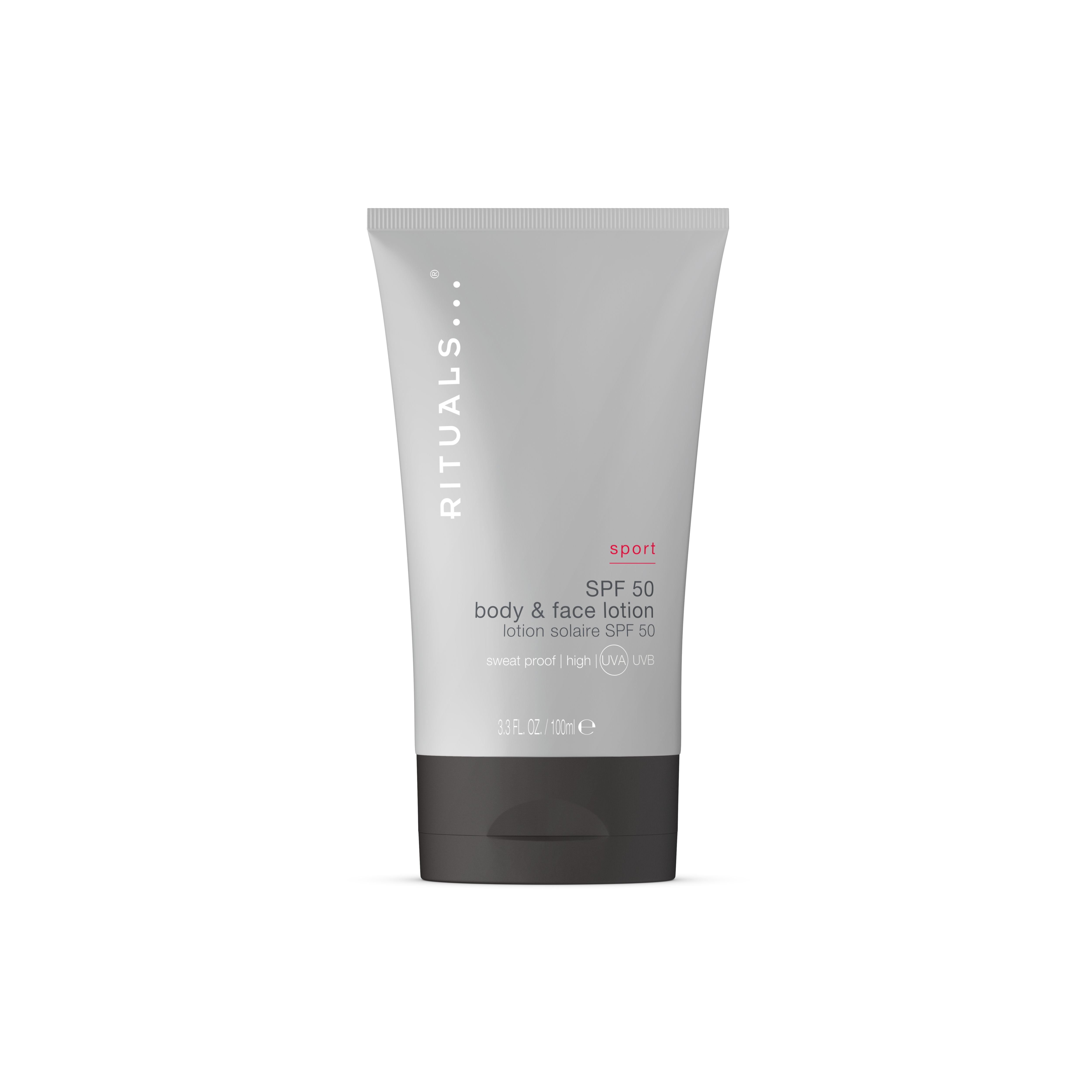 usynlig solbeskyttende lotion SPF 50, sport, Grey, 100 ml, RITUALS