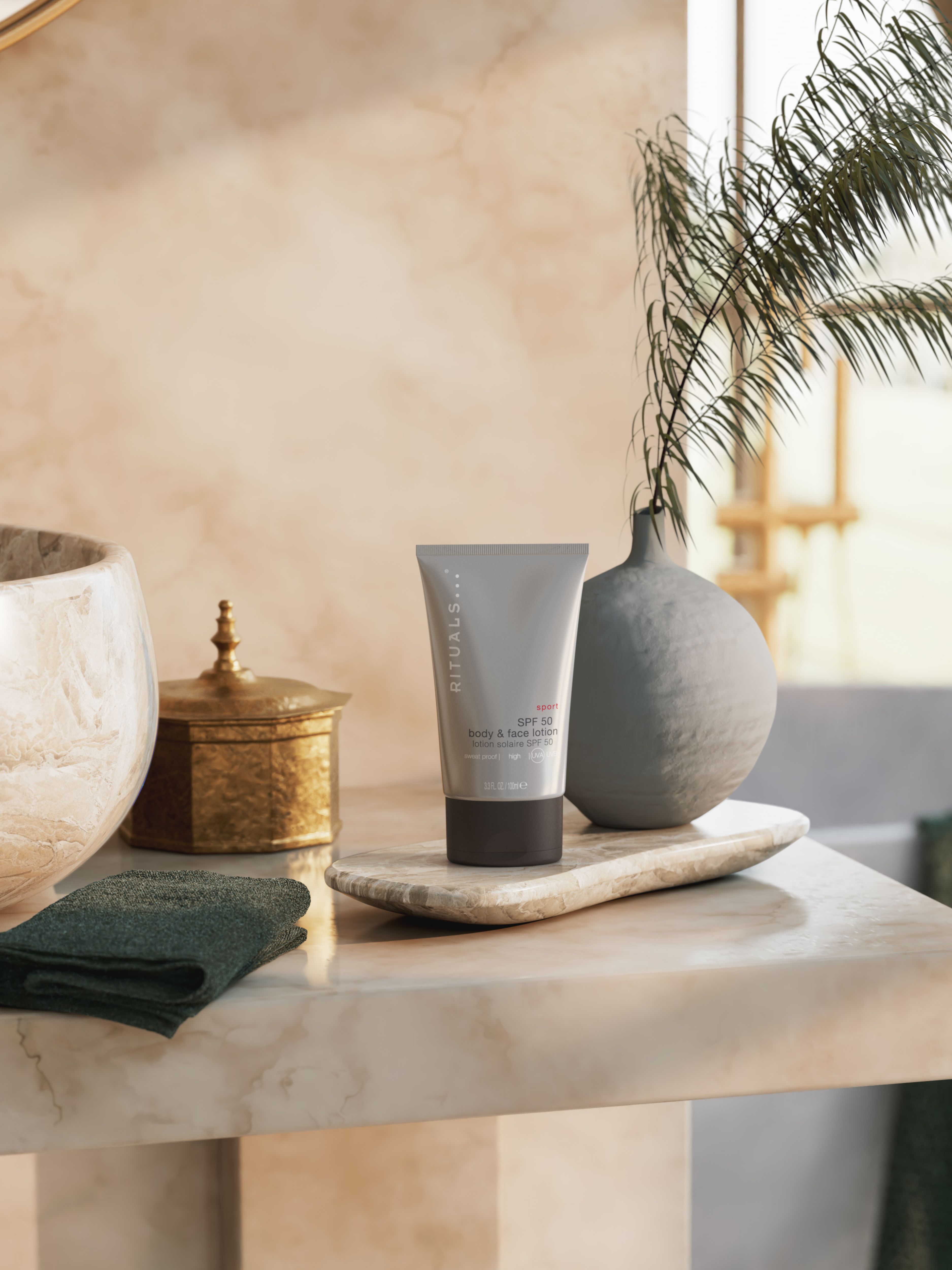 Sport SPF 50 body & face lotion Lifestyle with Product