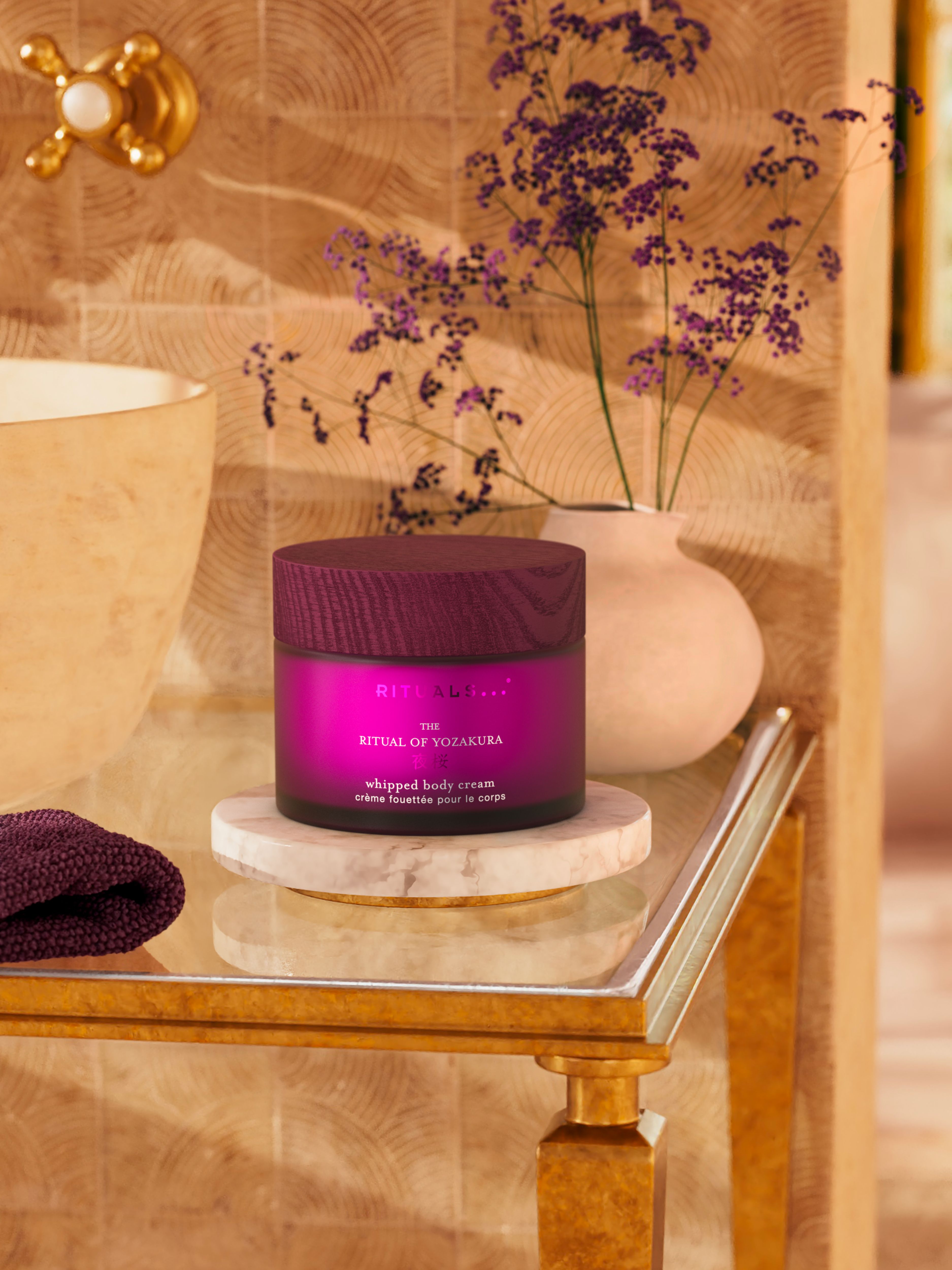 The Ritual of Yozakura Body Cream 220ml Lifestyle with Product