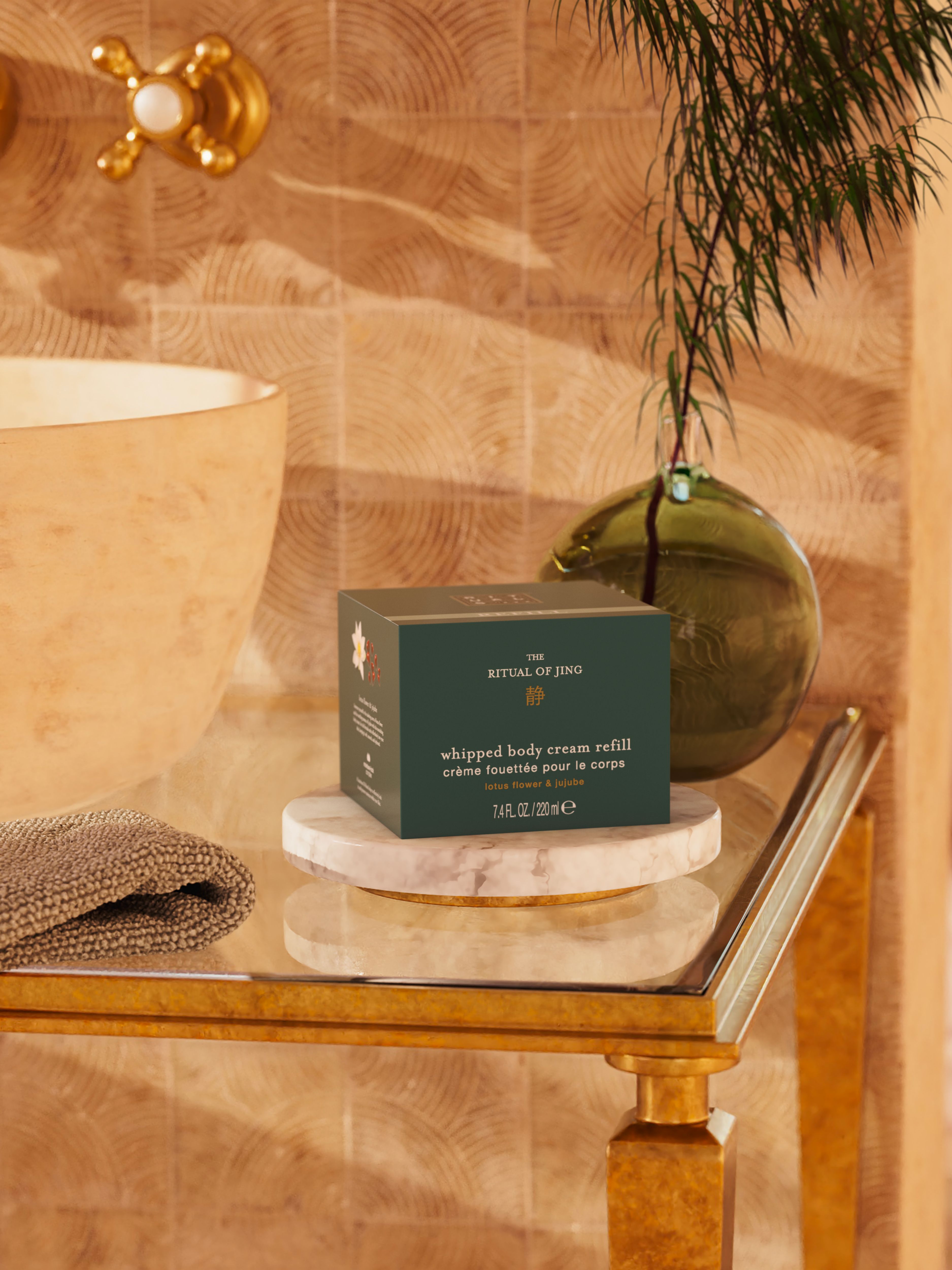 The Ritual of Jing Body Cream Refill 220ml Lifestyle with Product