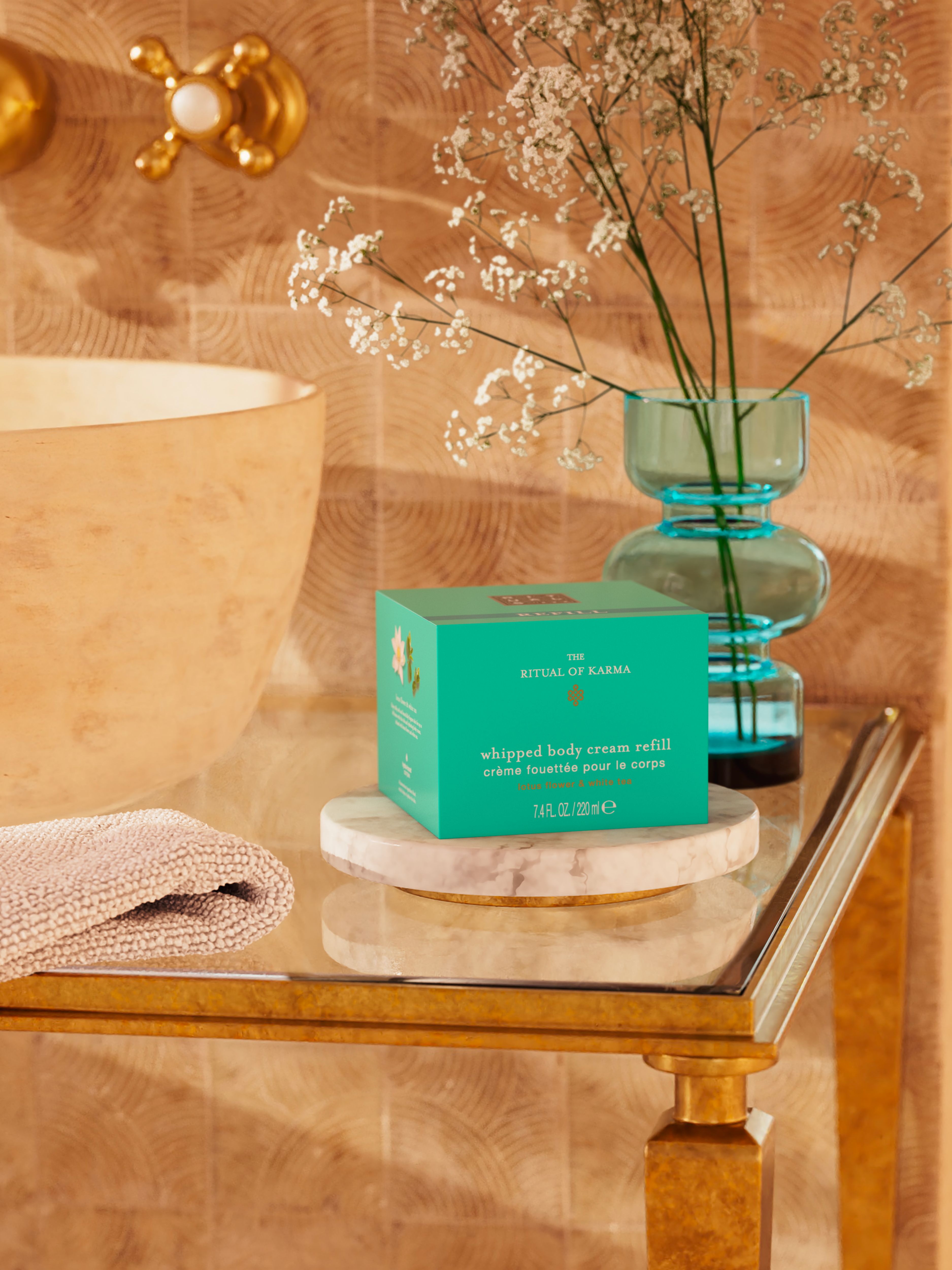 The Ritual of Karma Body Cream Refill 220ml Lifestyle with Product