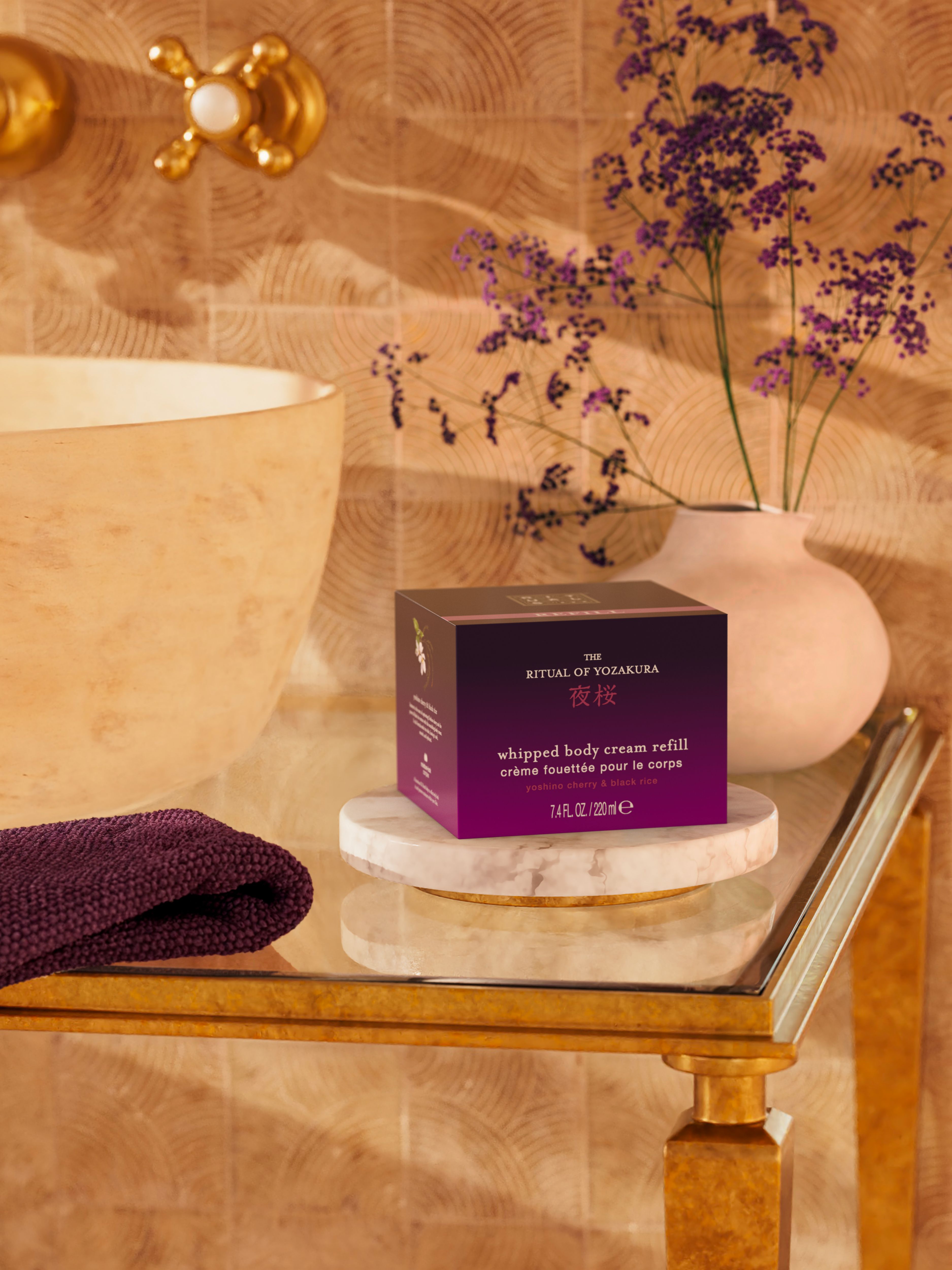 The Ritual of Yozakura Body Cream Refill 220ml Lifestyle with Product