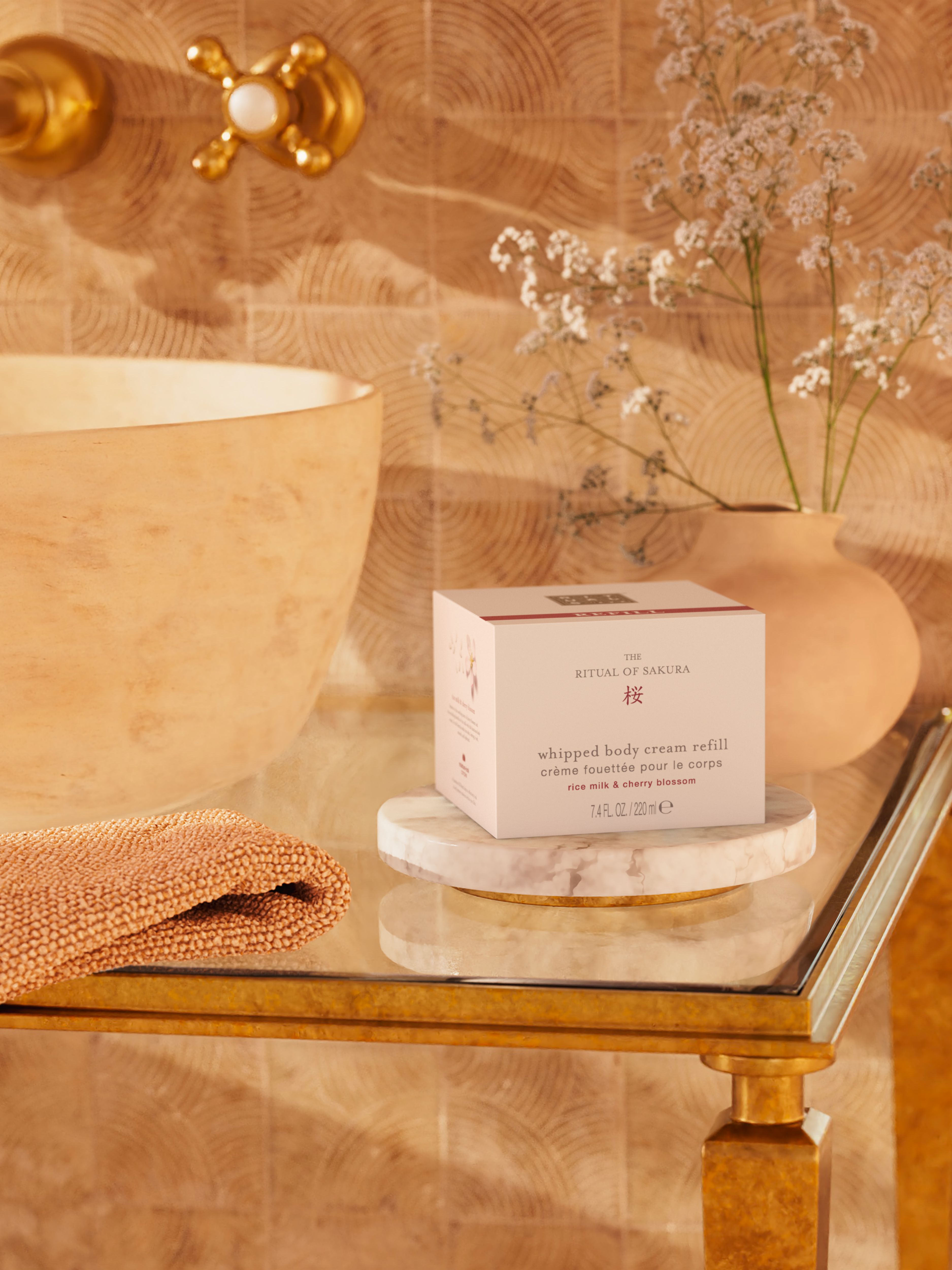 The Ritual of Sakura Body Cream Refill 220ml Lifestyle with Product