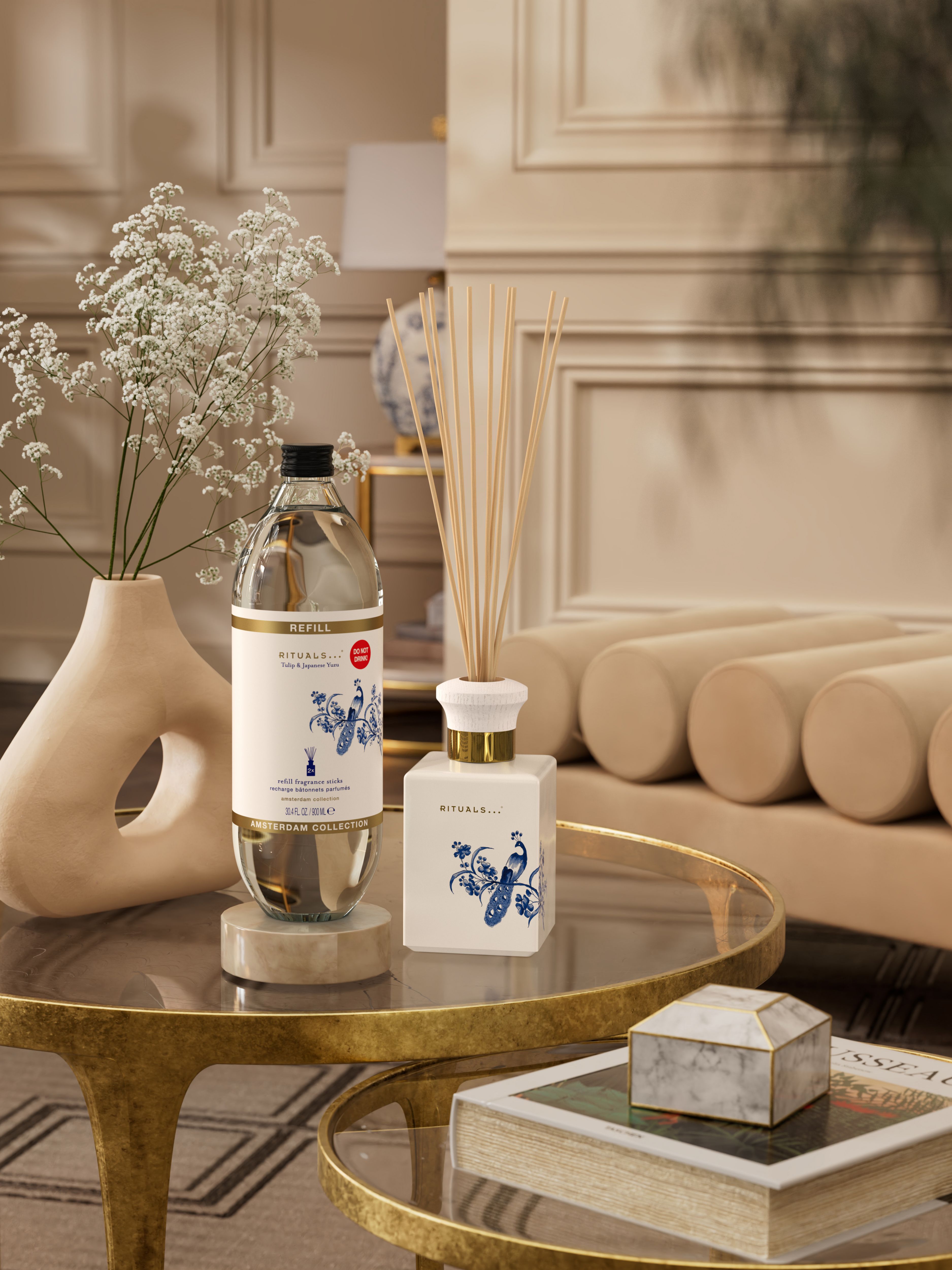 Amsterdam Collection Refill Fragrance Sticks 900ml Lifestyle with Product