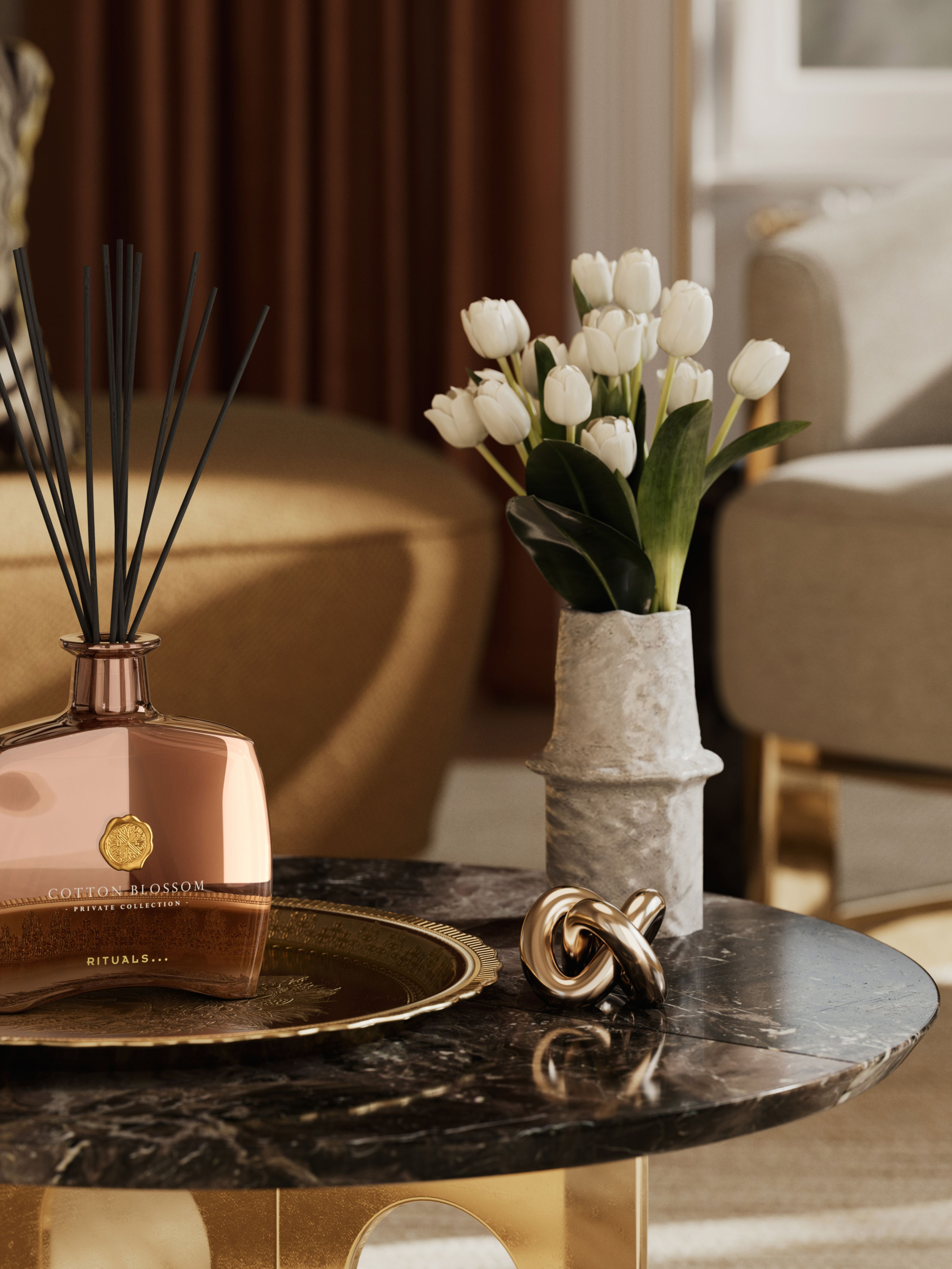 Cotton Blossom Fragrance Sticks Lifestyle with Product