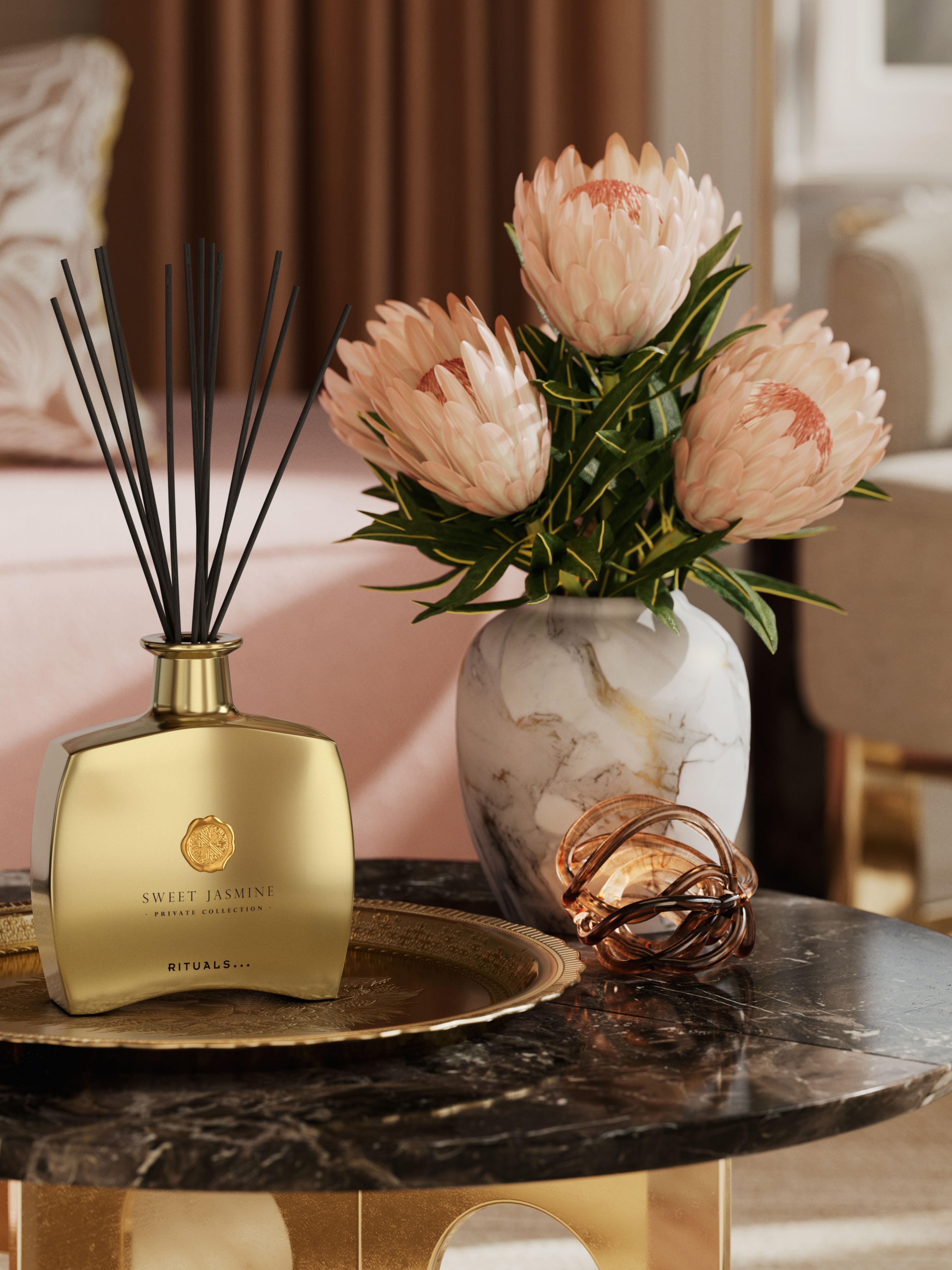 Sweet Jasmine Fragrance Sticks Lifestyle with Product