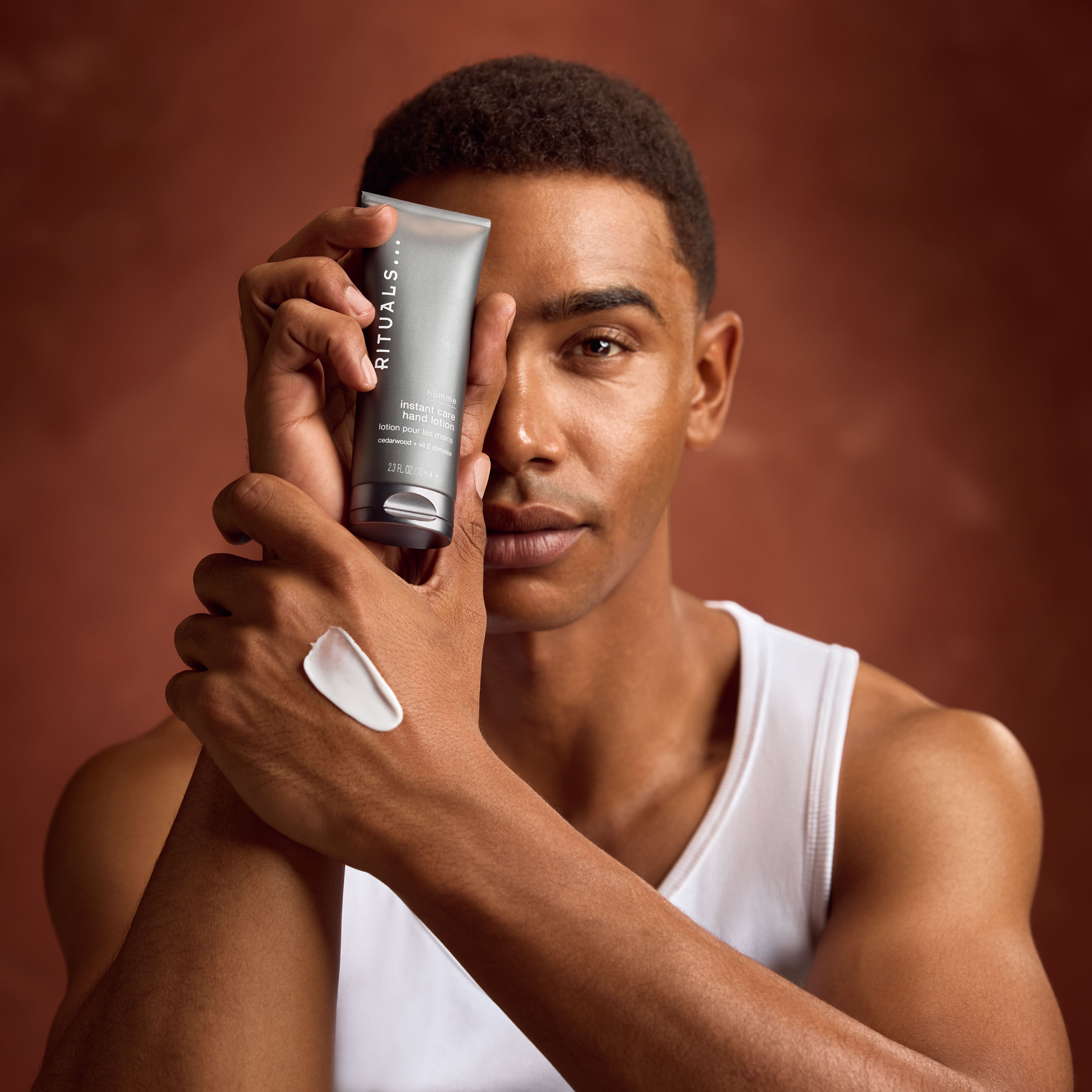Homme Hand Lotion 70ml Lifestyle with Model