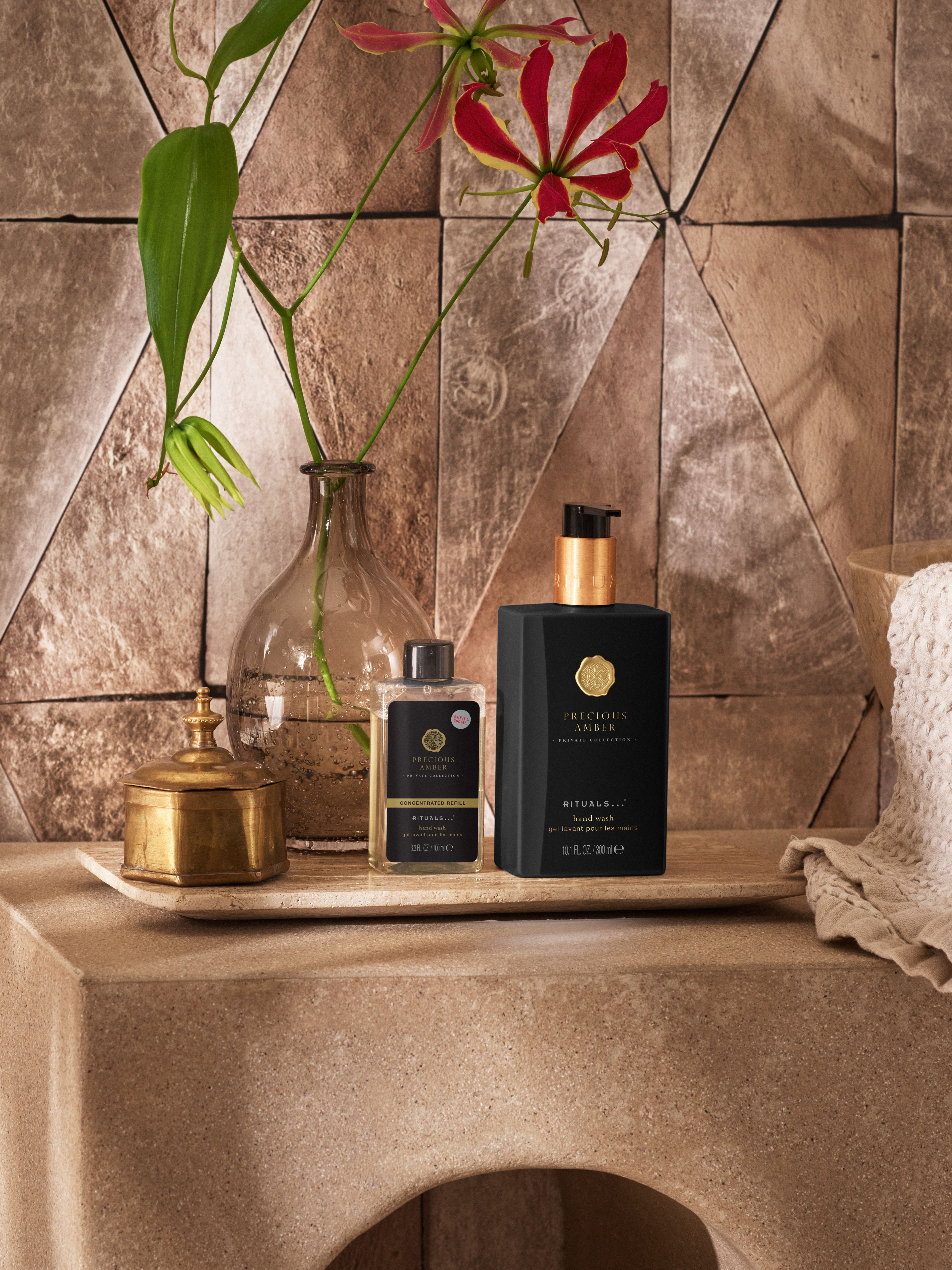 Precious Amber Concentrated Refill Hand Wash 100ml Lifestyle with Product