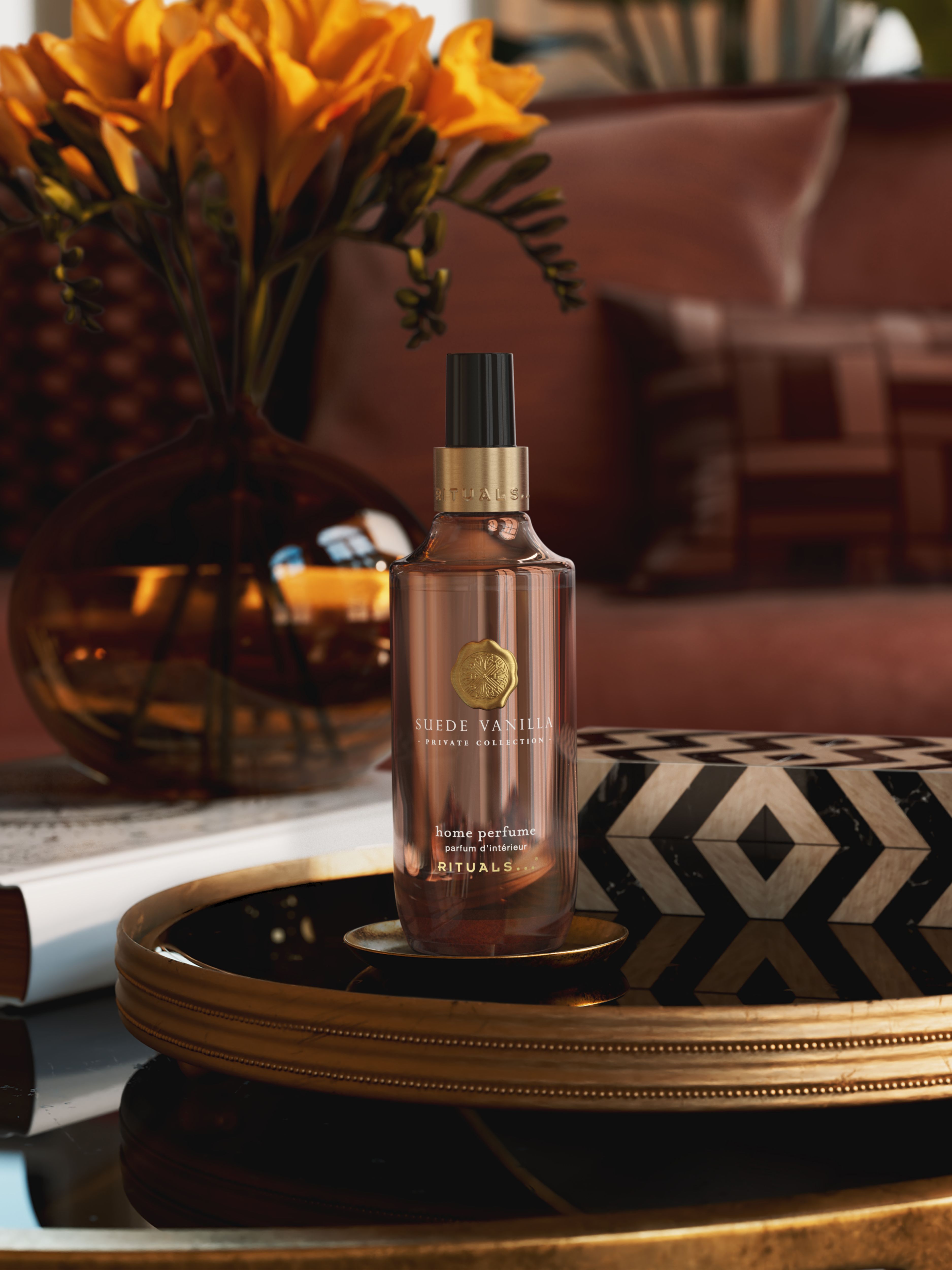 Suede Vanilla Home Perfume 200ml Lifestyle with Product