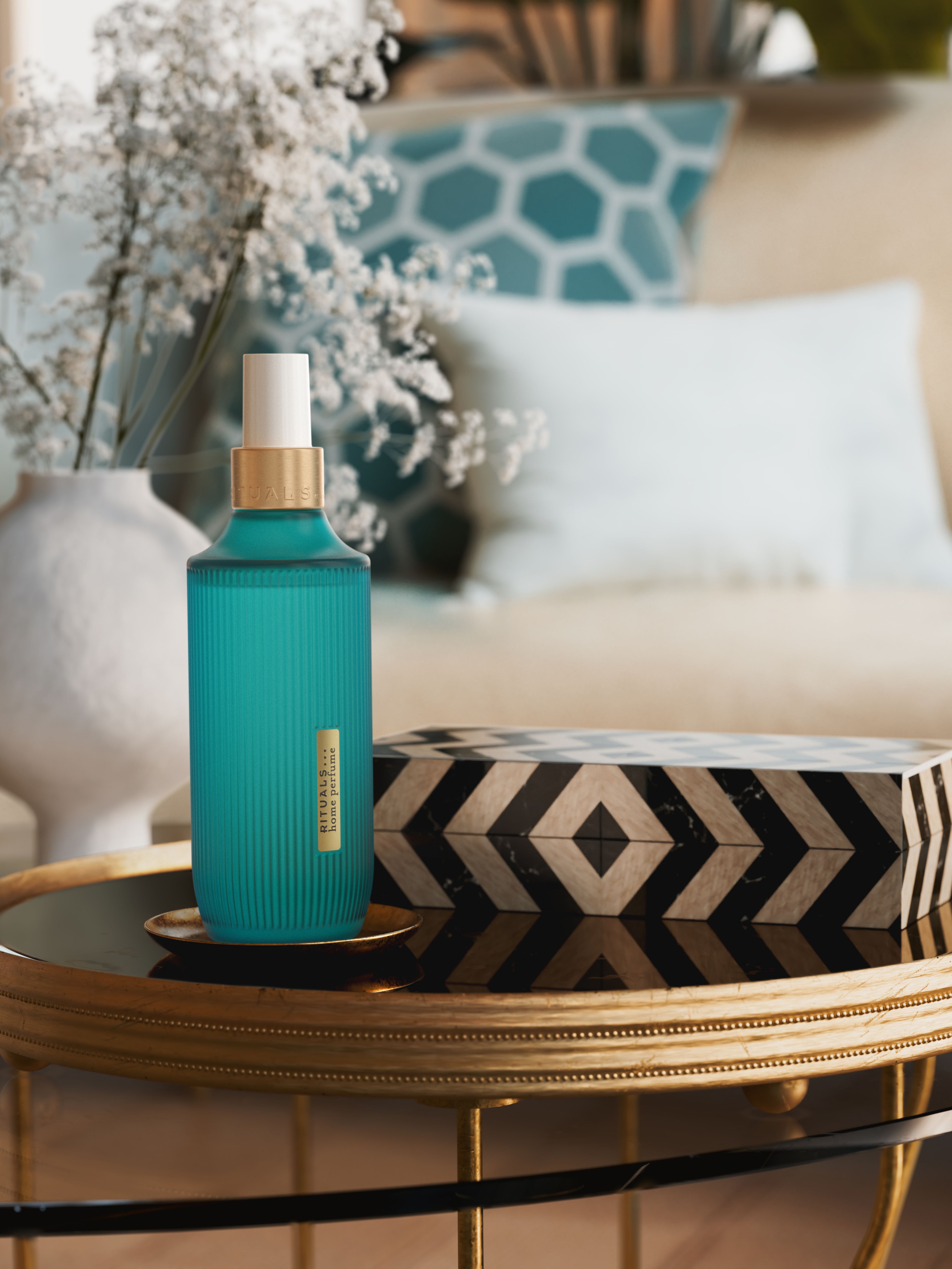 The Ritual of Karma Home Perfume 200ml Lifestyle with Product