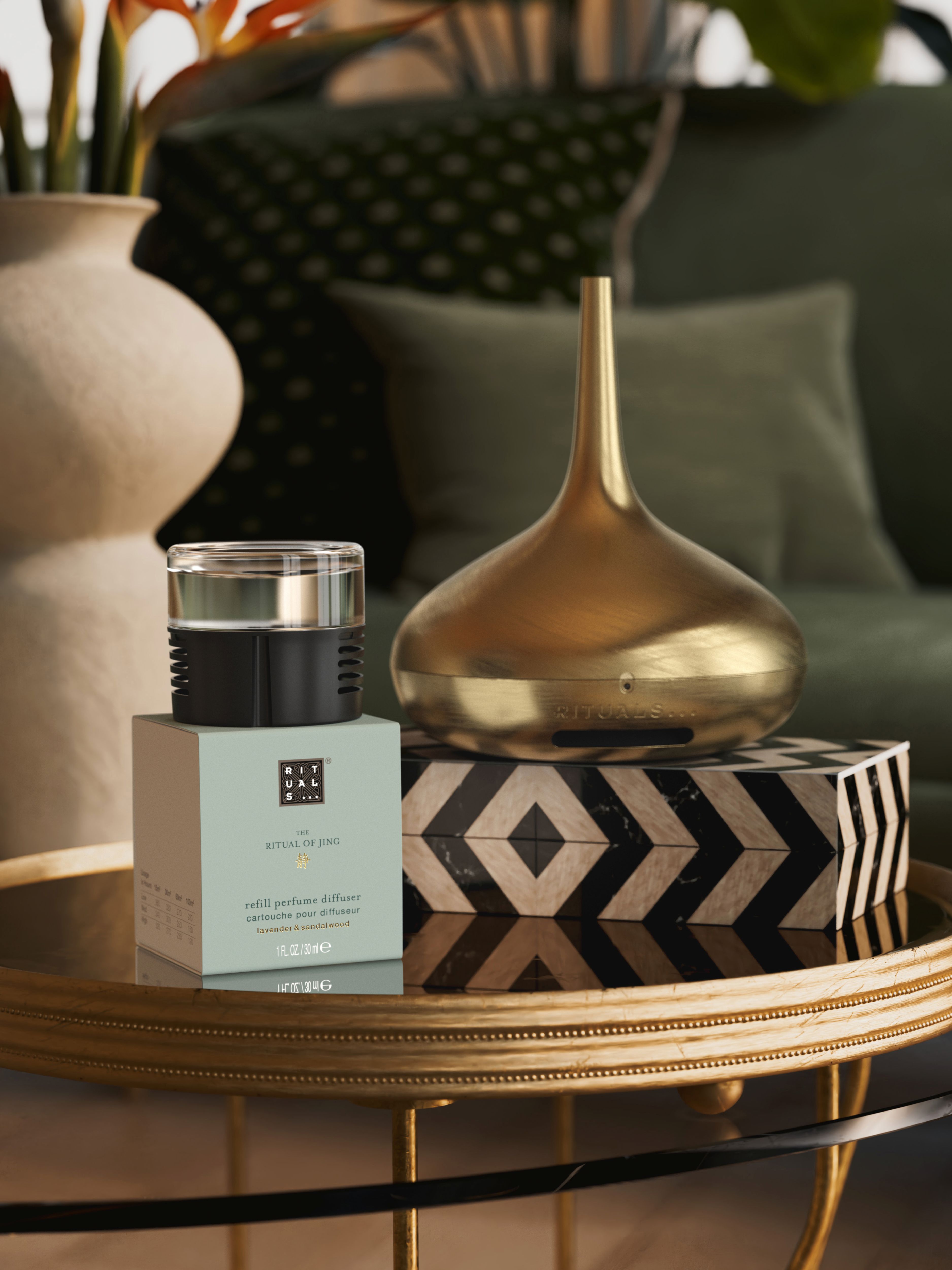 The Ritual of Jing Night Refill Perfume Diffuser 30ml Lifestyle with Product